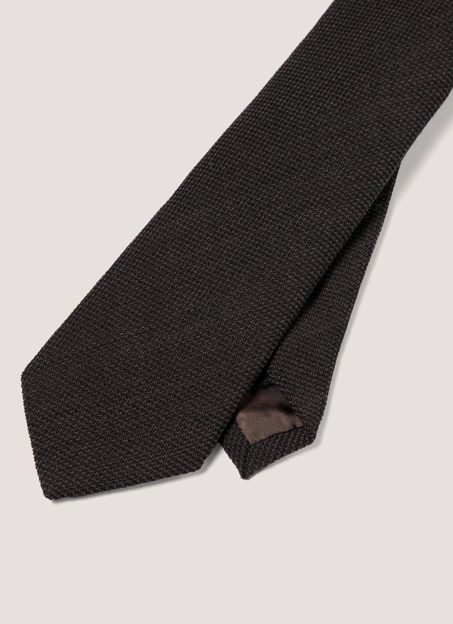 Men's Textured Wool Tie in Truffle - Image 2