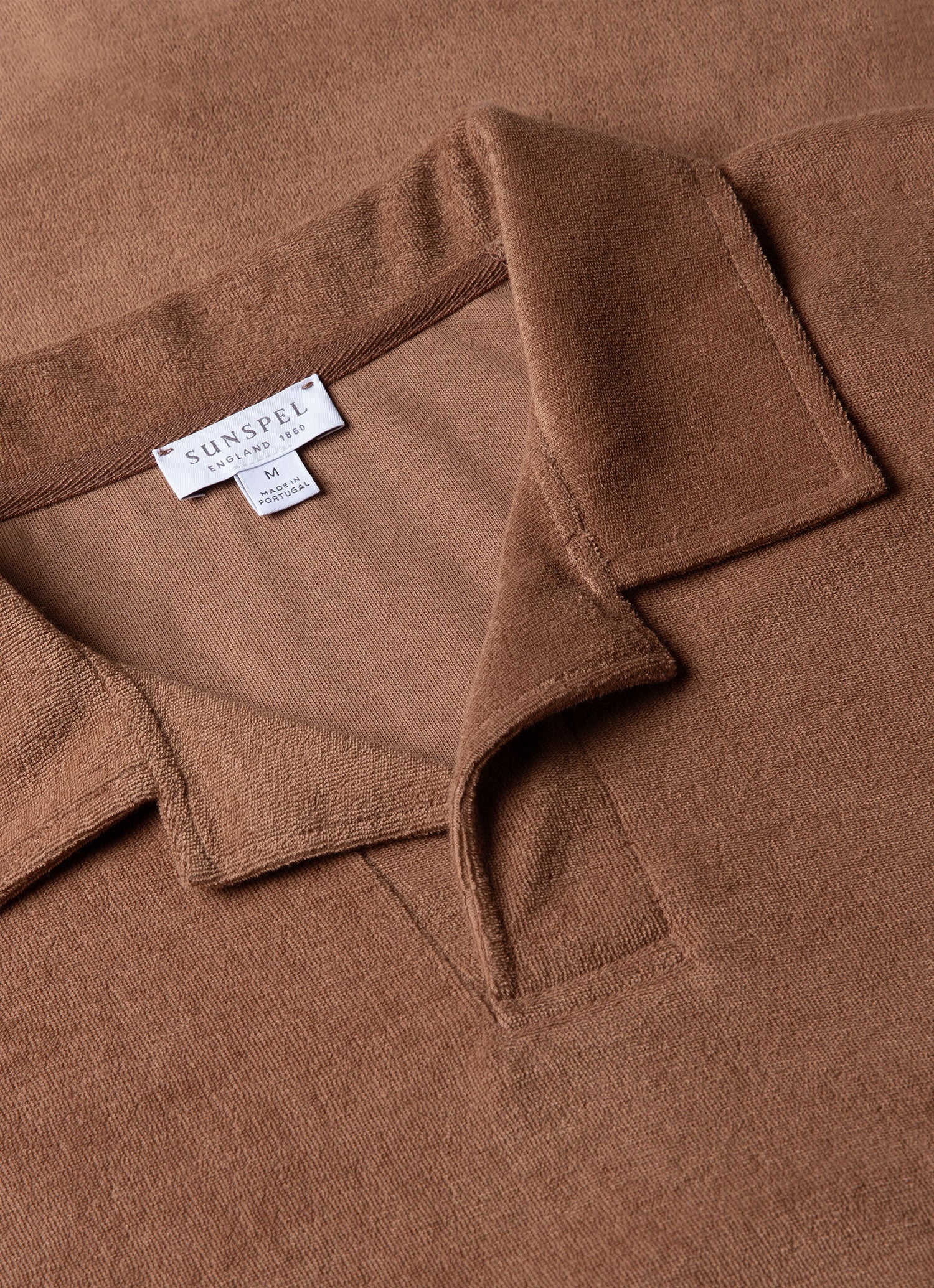 Men's Towelling Polo Shirt in Dark Sand - Image 4