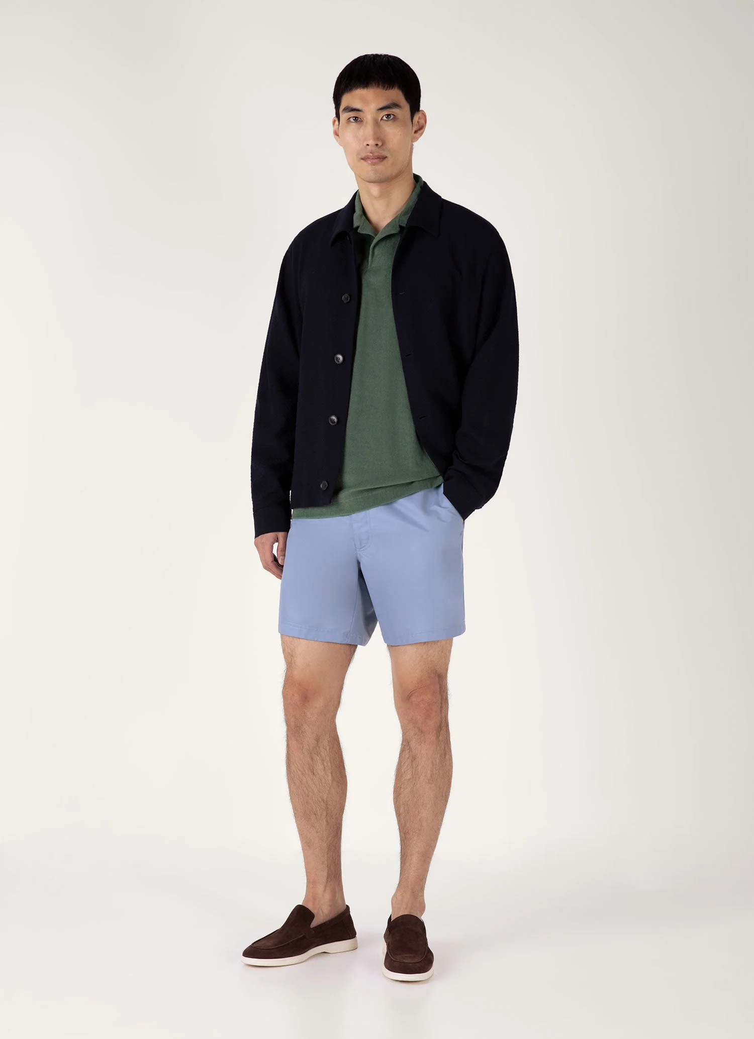 Men's Towelling Polo Shirt in Dusk Green - Image 3