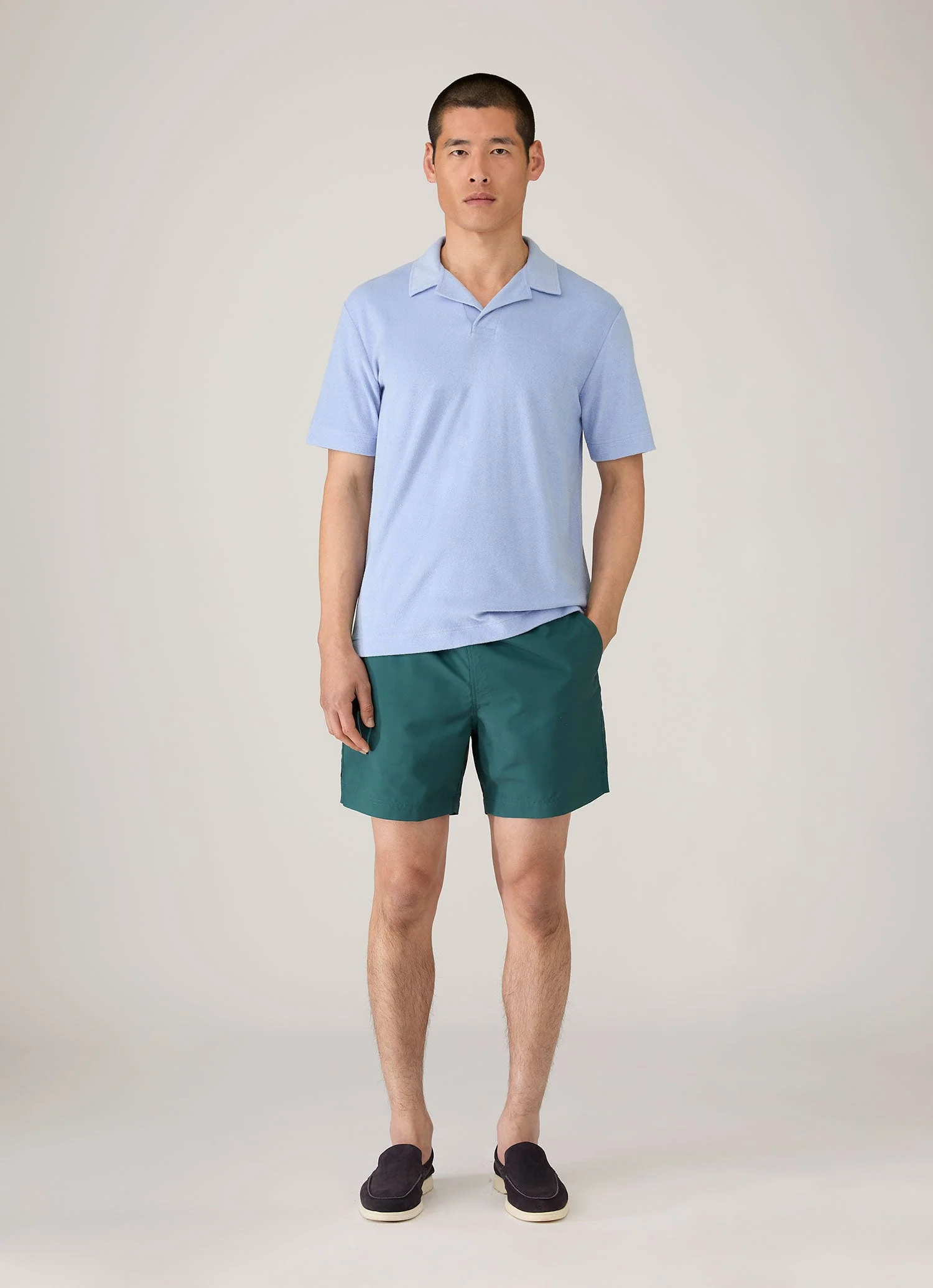 Men's Towelling Polo Shirt in Sky - Image 3