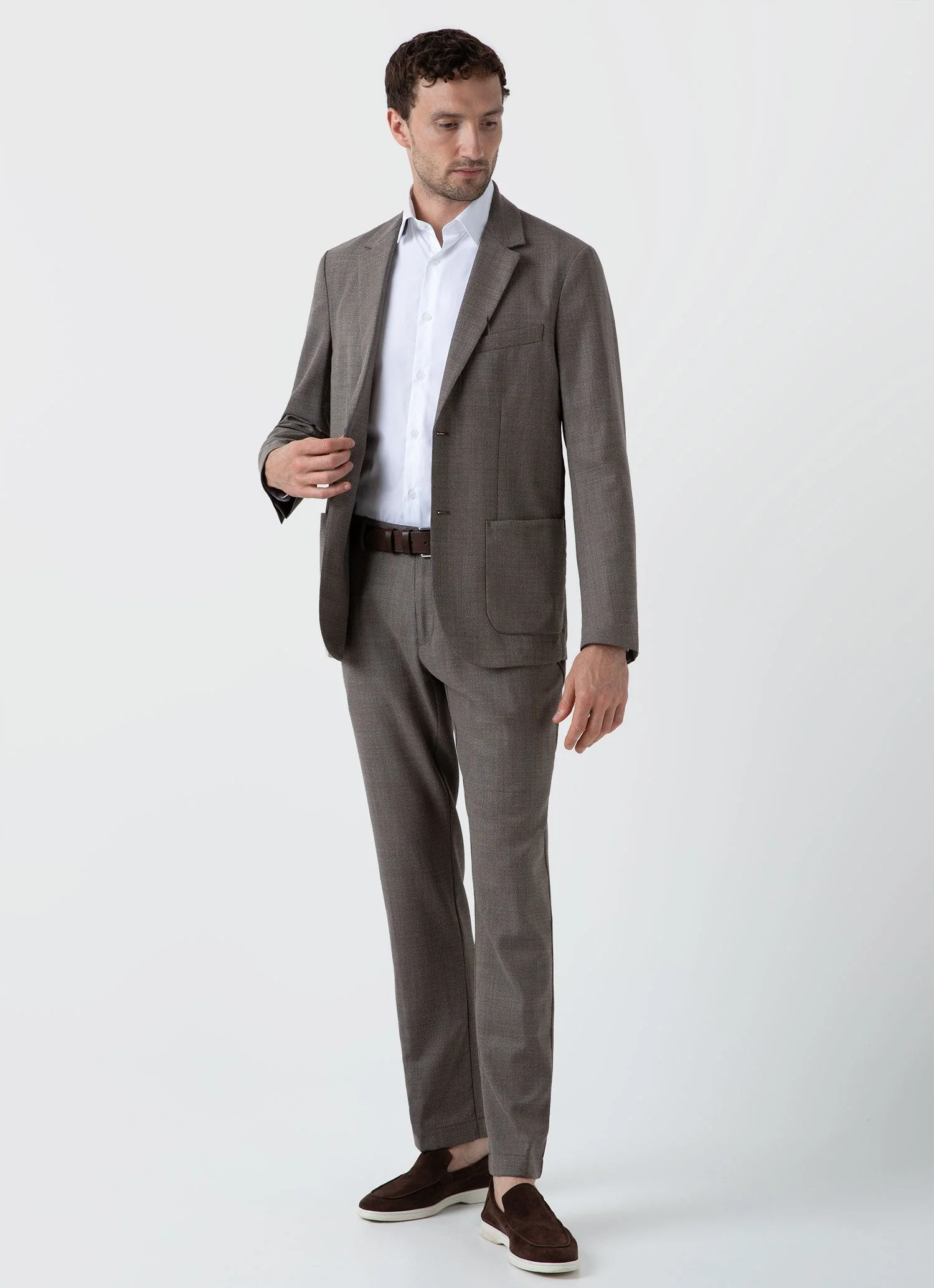Men's Travel Wool Blazer in Dark Stone Melange - Image 3