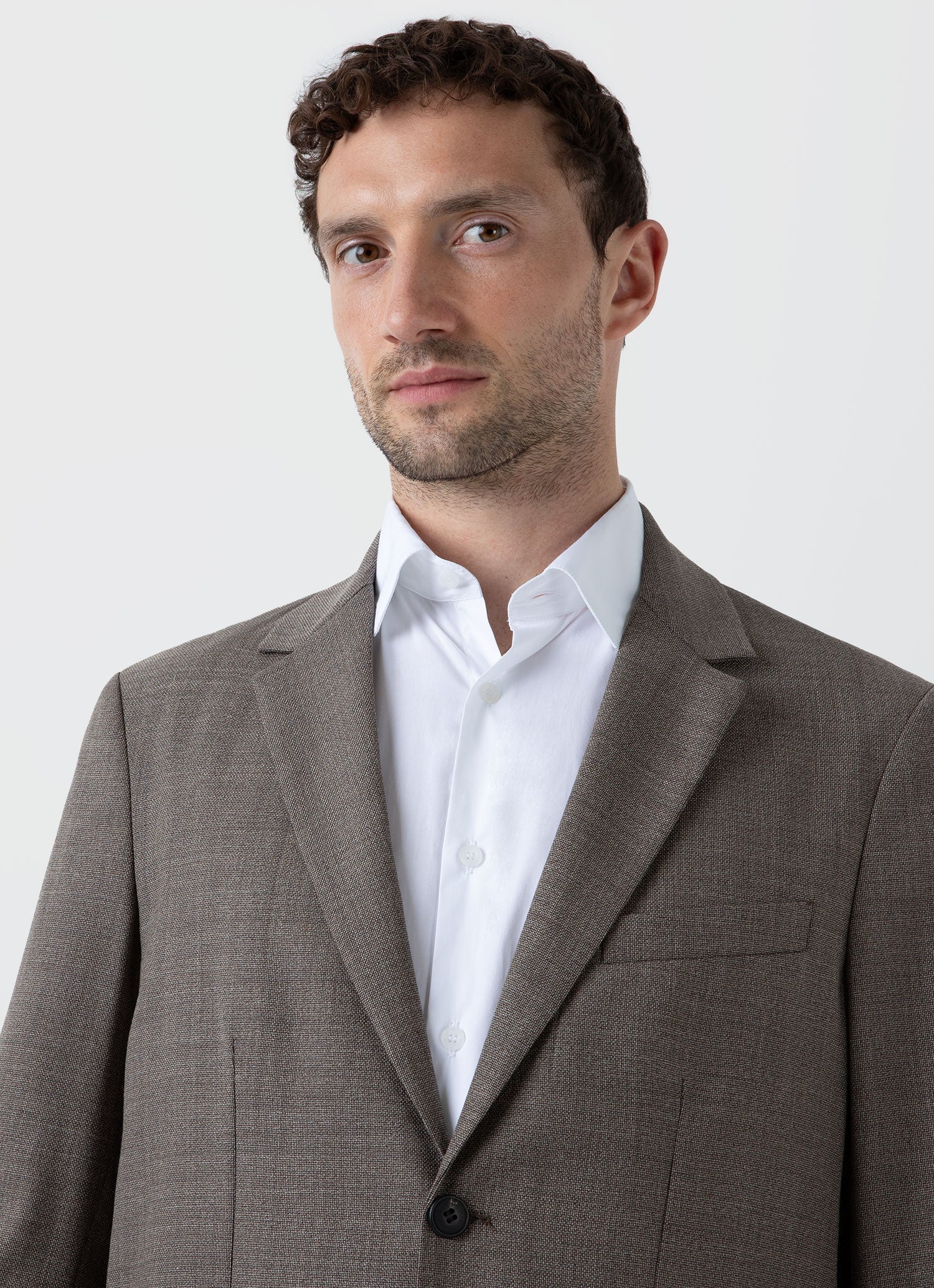 Men's Travel Wool Blazer in Dark Stone Melange - Image 6