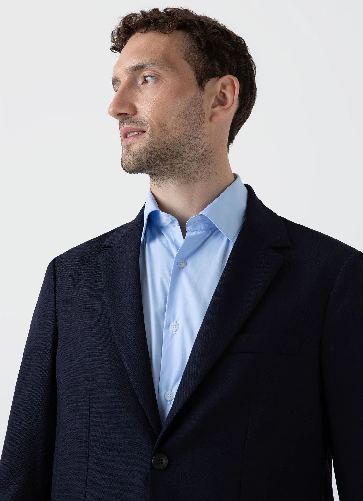 Men's Travel Wool Blazer in Navy - Image 6
