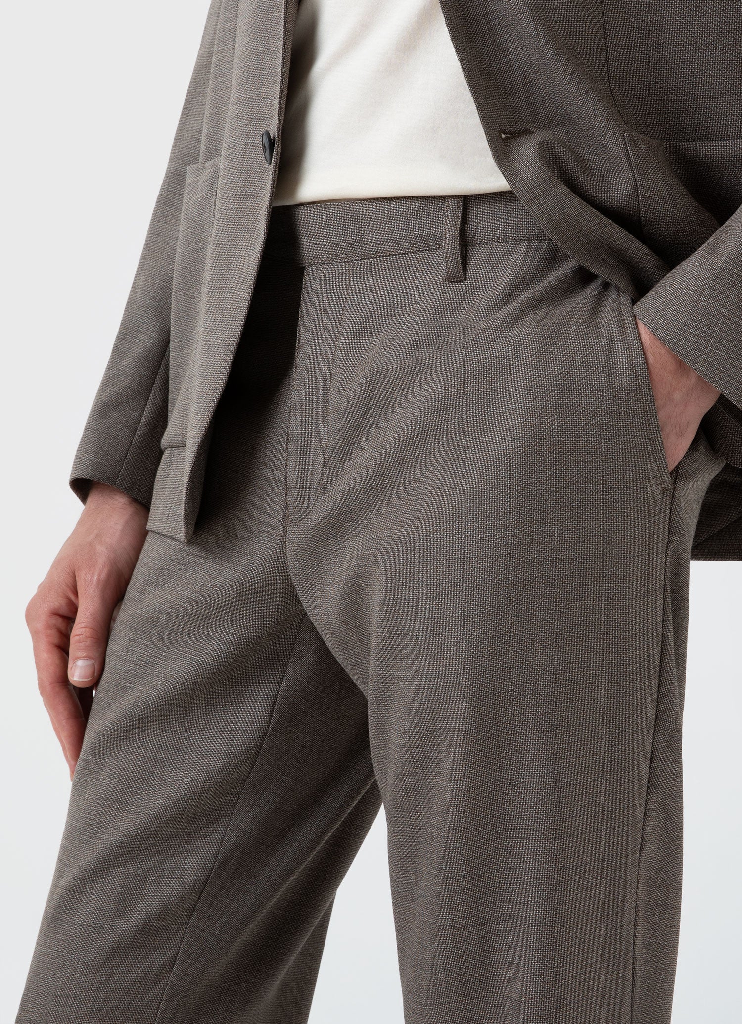Men's Travel Wool Trouser in Dark Stone Melange - Image 6