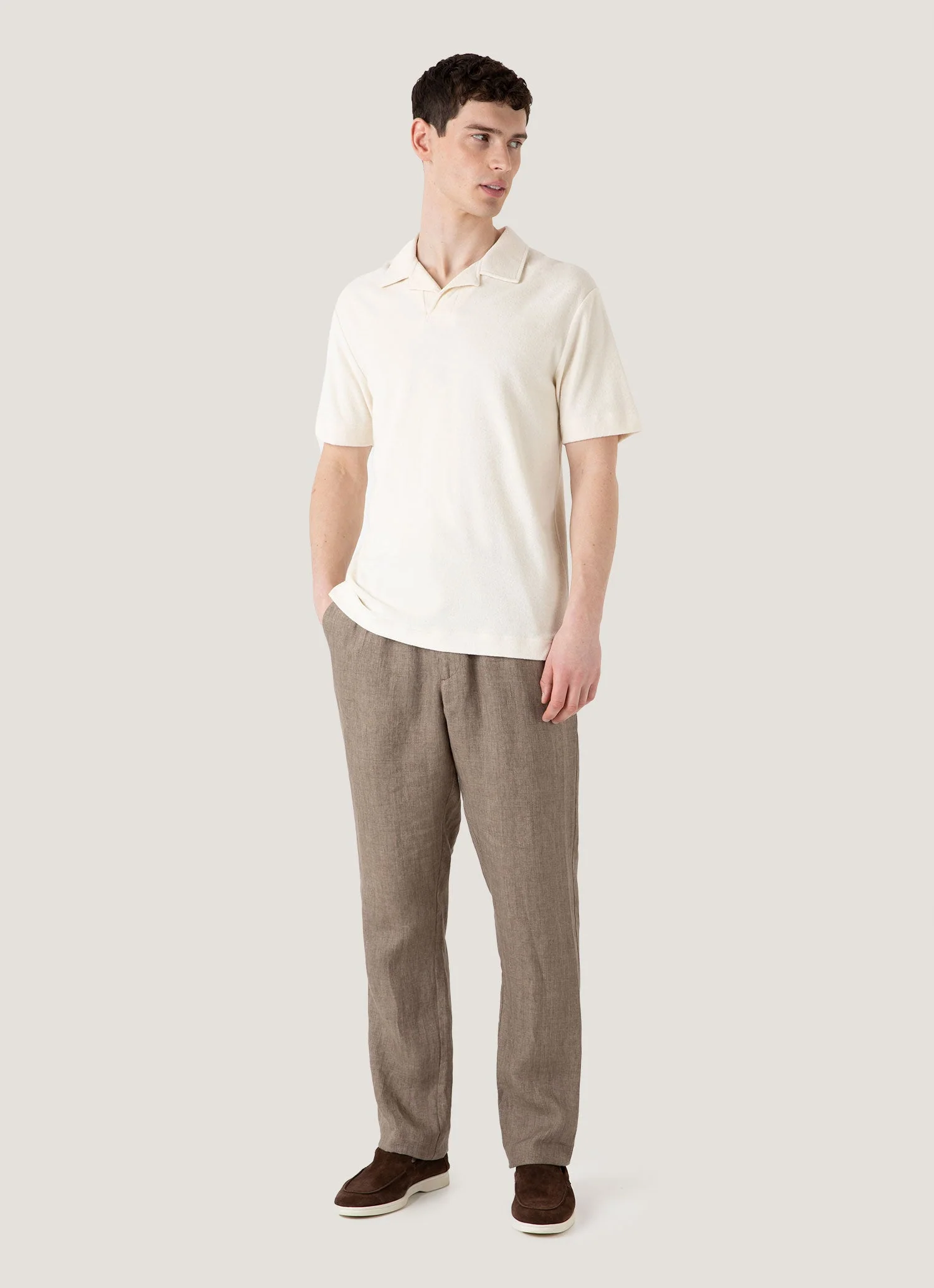 Men's Undyed Towelling Polo Shirt in Undyed - Image 3