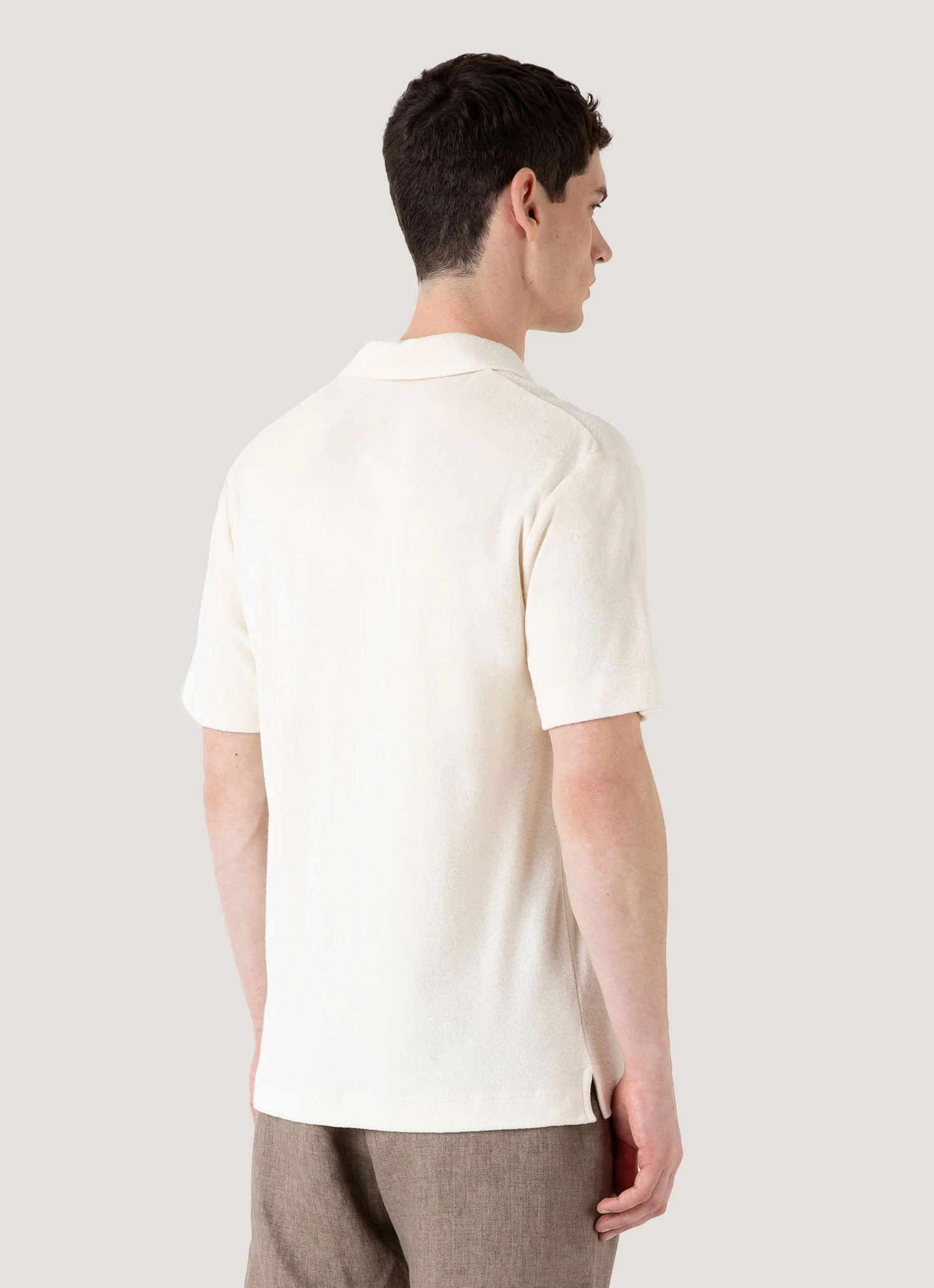 Men's Undyed Towelling Polo Shirt in Undyed - Image 4