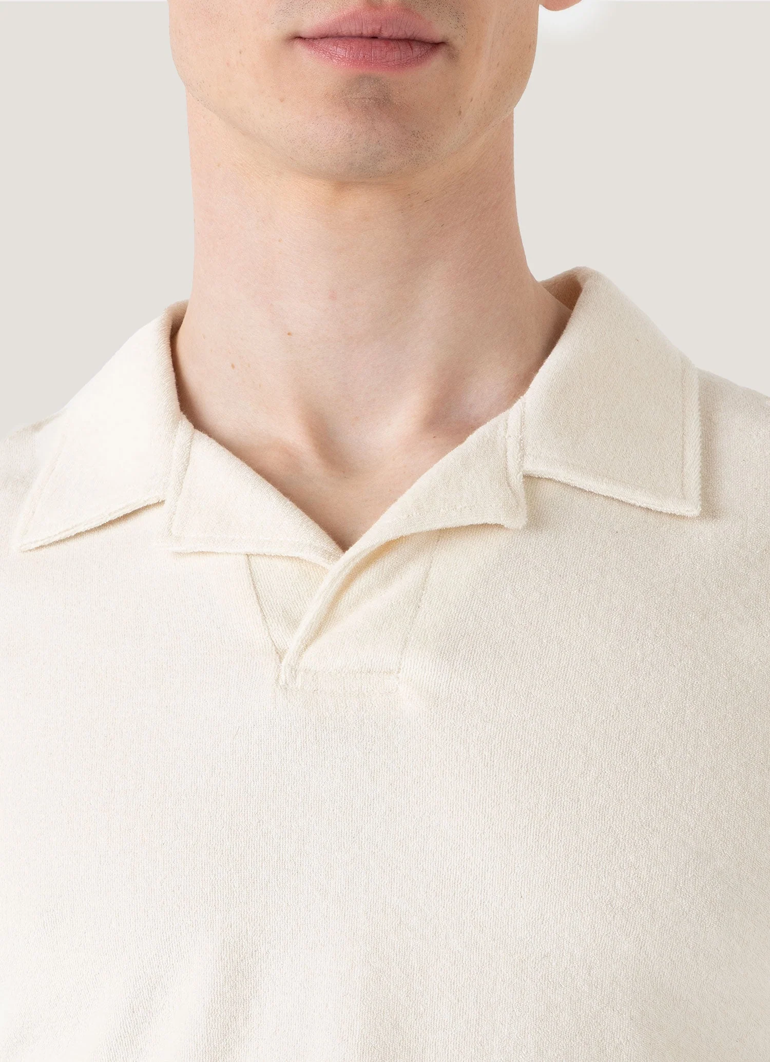 Men's Undyed Towelling Polo Shirt in Undyed - Image 5