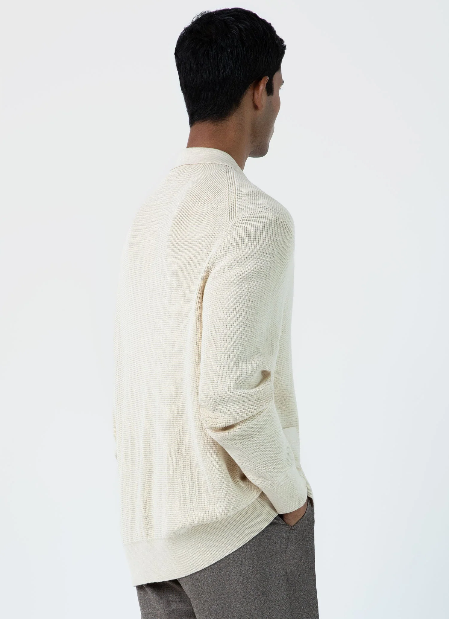 Men's Waffle Stitch Jacket in Ecru - Image 5