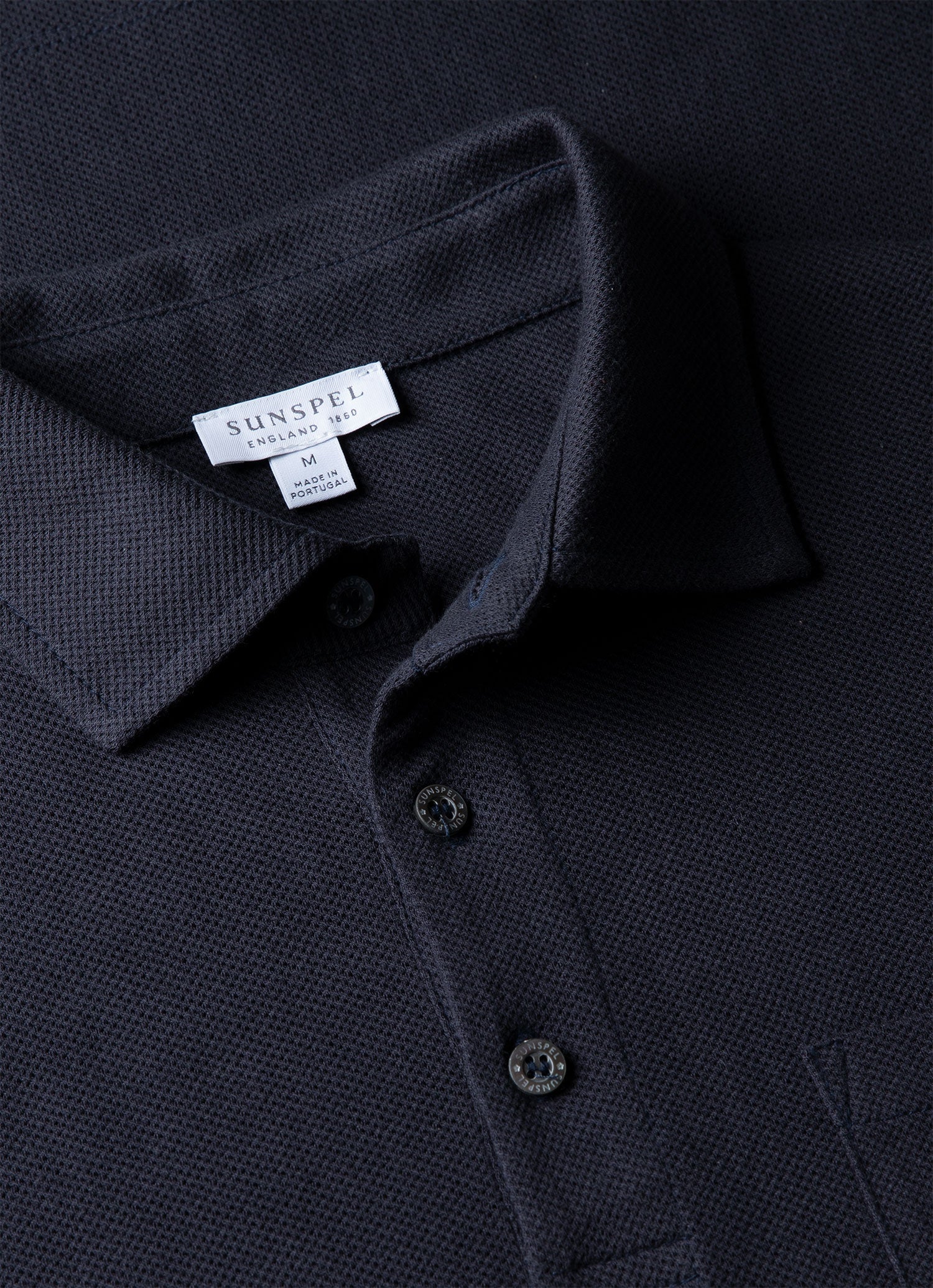 Men's WM Brown Long Sleeve Polo Shirt in Navy - Image 4