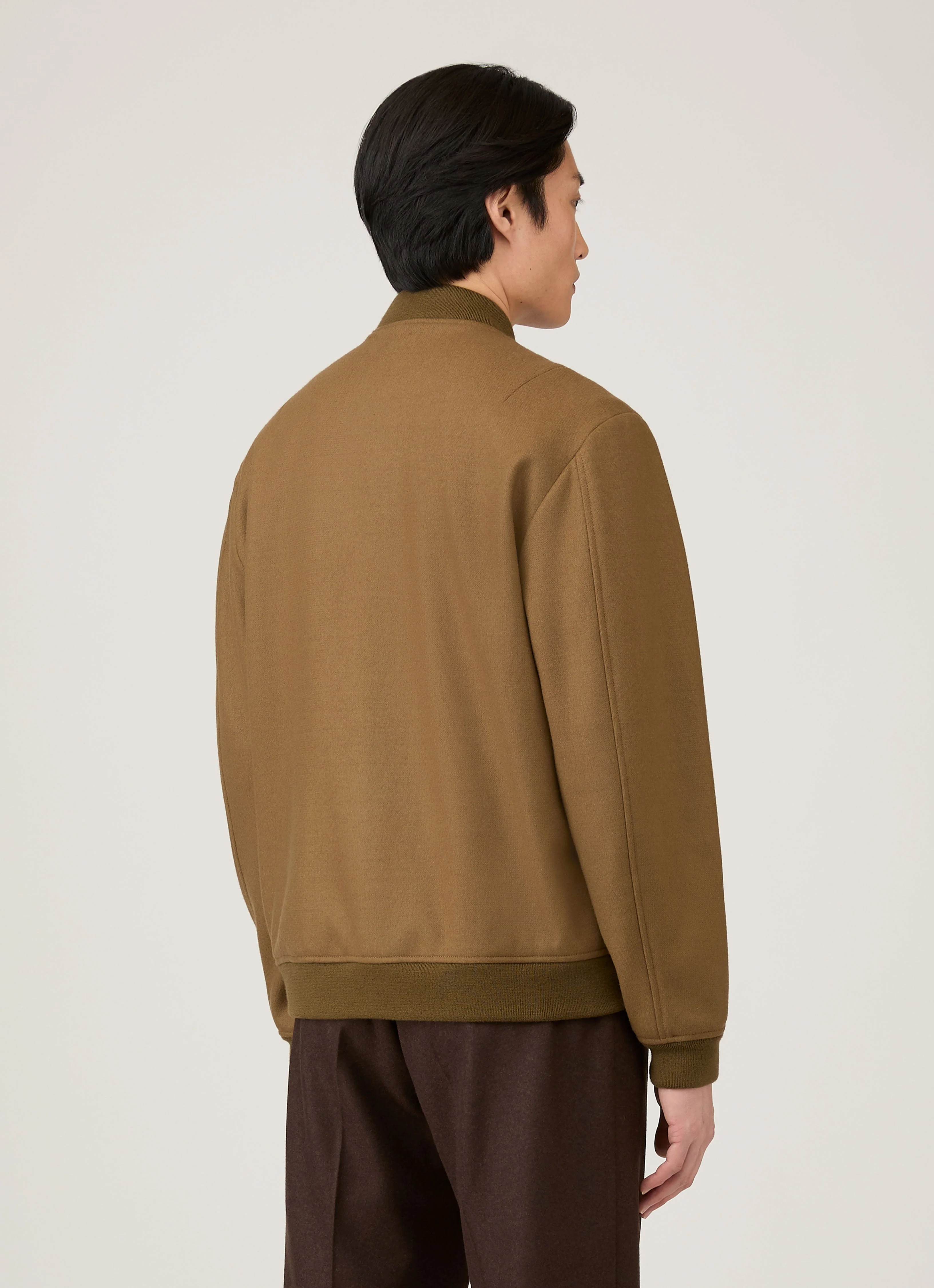 Men's Wool Bomber Jacket in Mole - Image 5