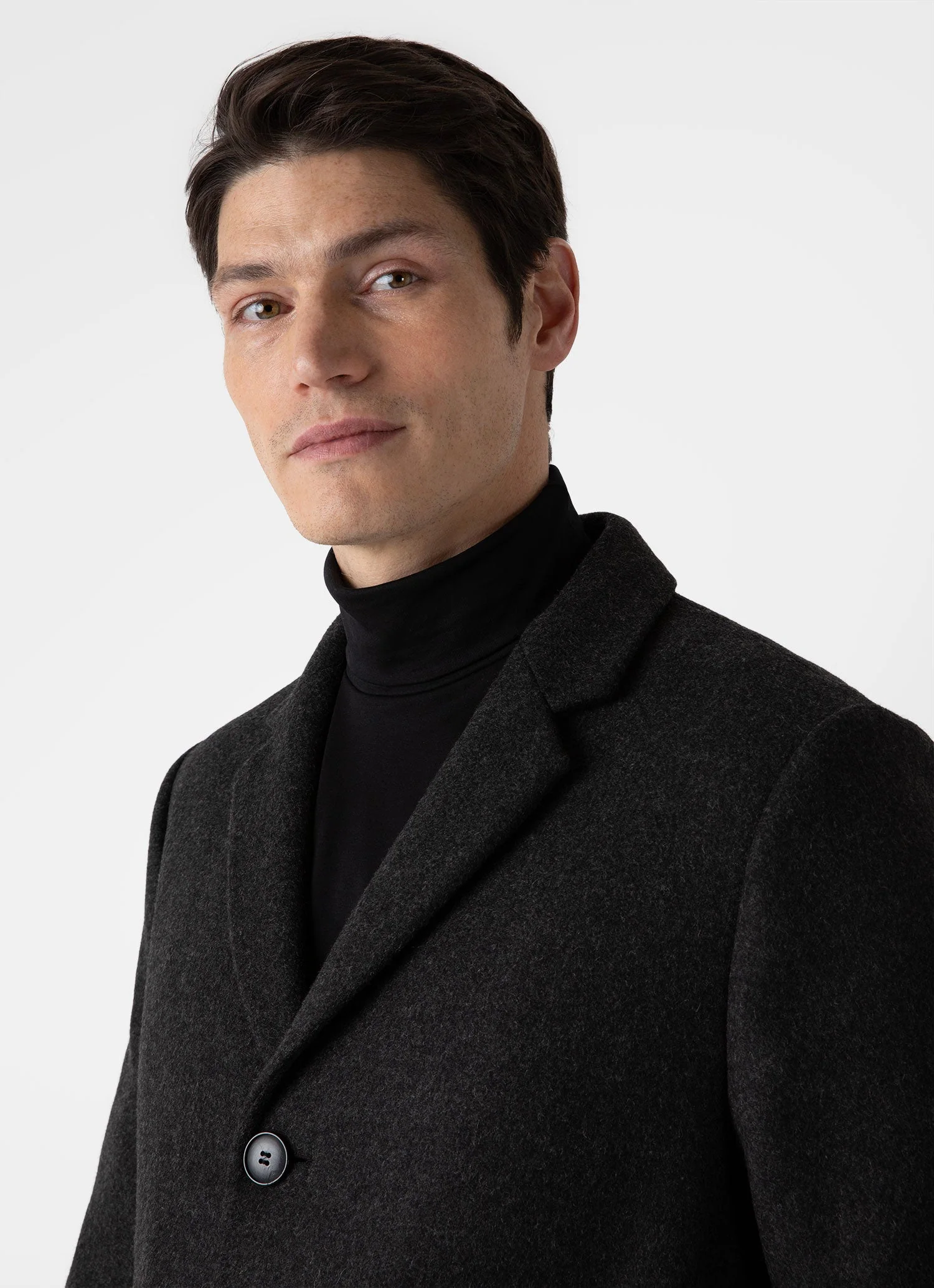 Men's Wool Cashmere Overcoat in Charcoal Melange - Image 5