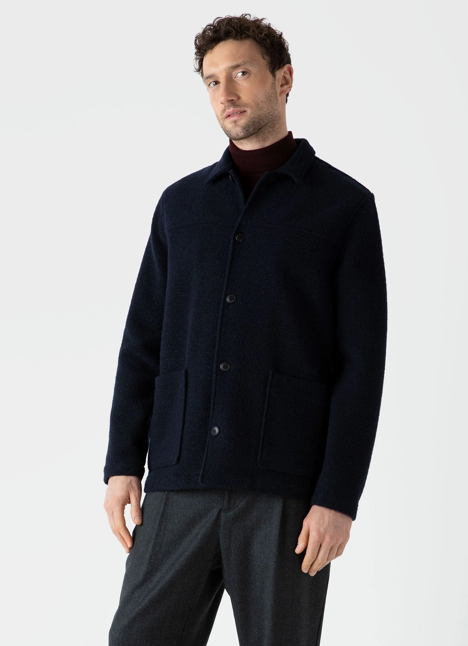 Men's Wool Donkey Jacket in Navy - Image 2