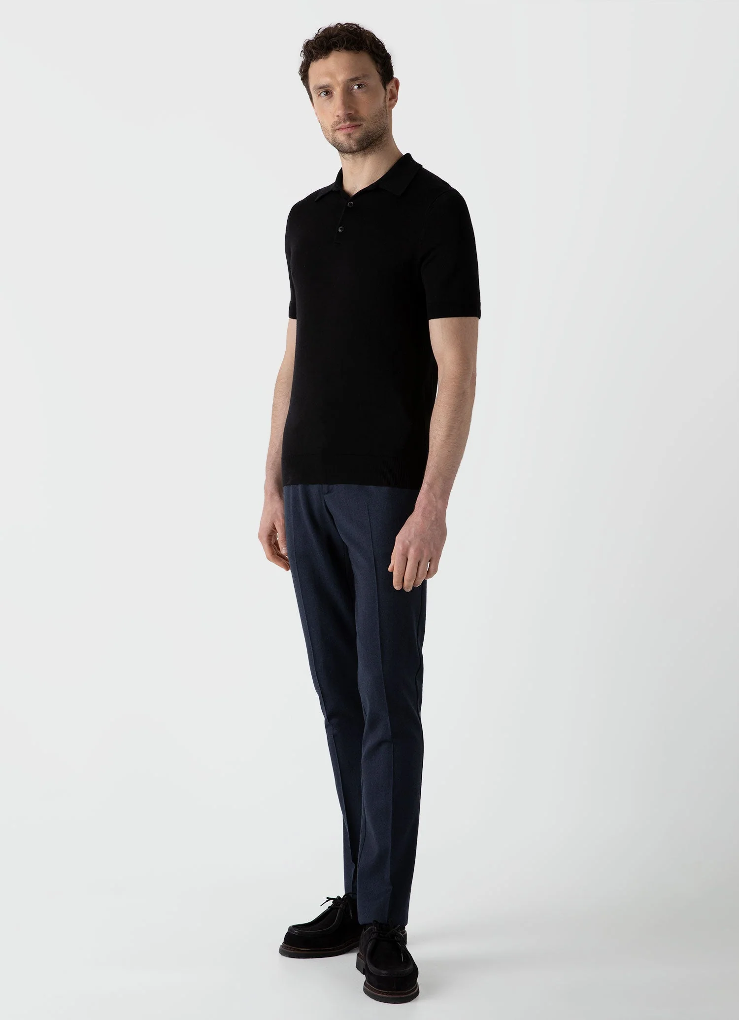 Men's Wool Trouser in Navy Melange - Image 2