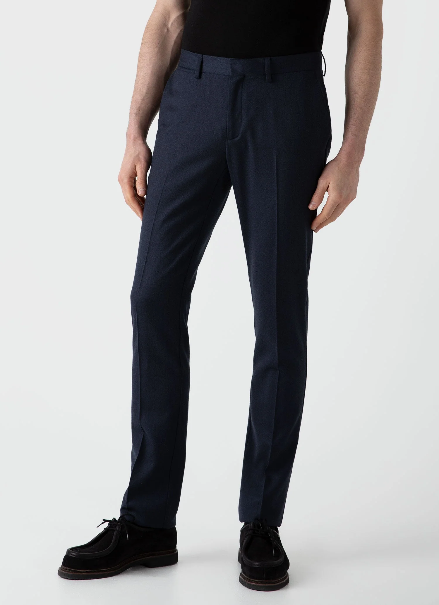 Men's Wool Trouser in Navy Melange - Image 3