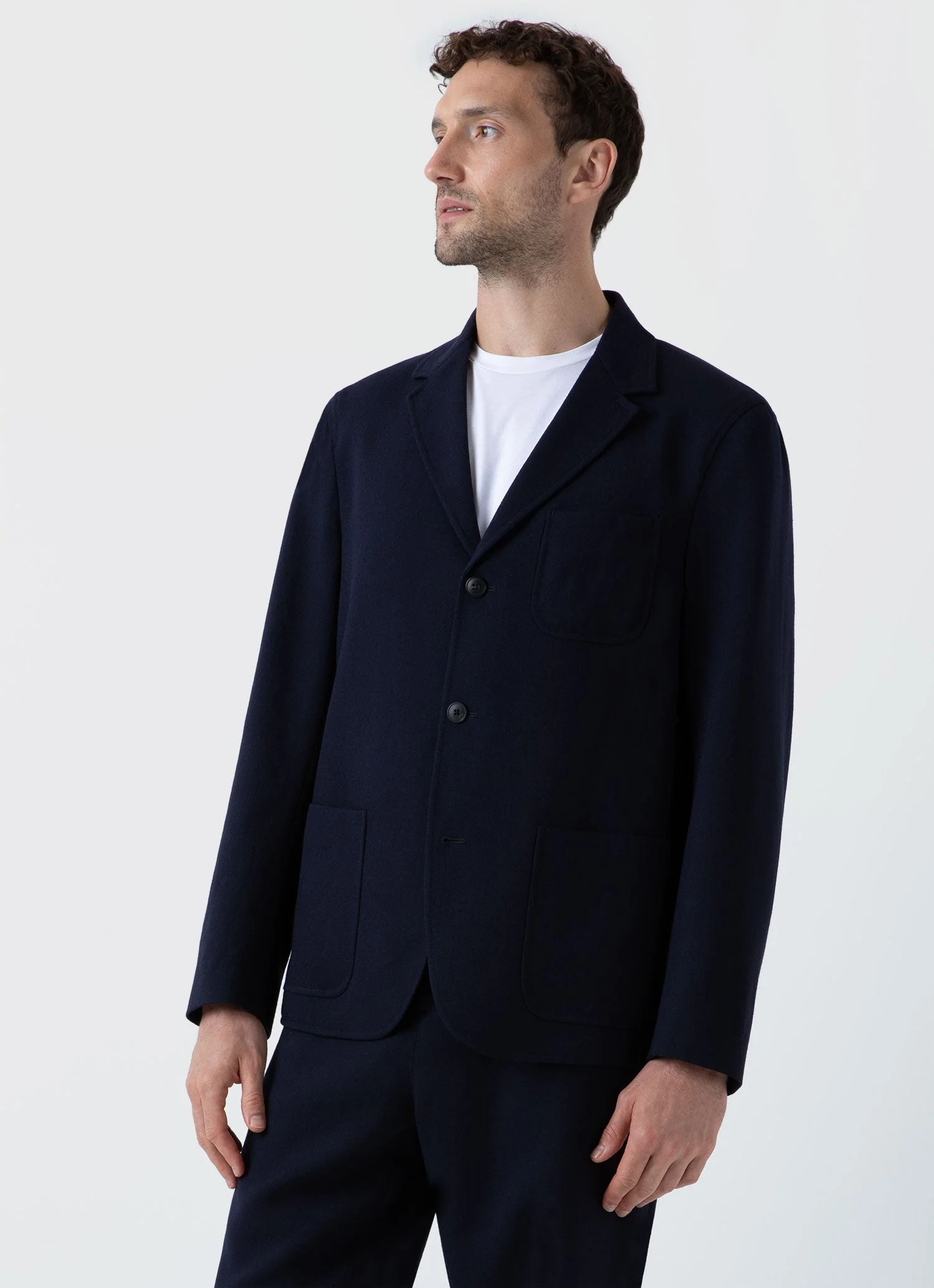 Men's Wool Twill Blazer in Dark Navy - Image 2