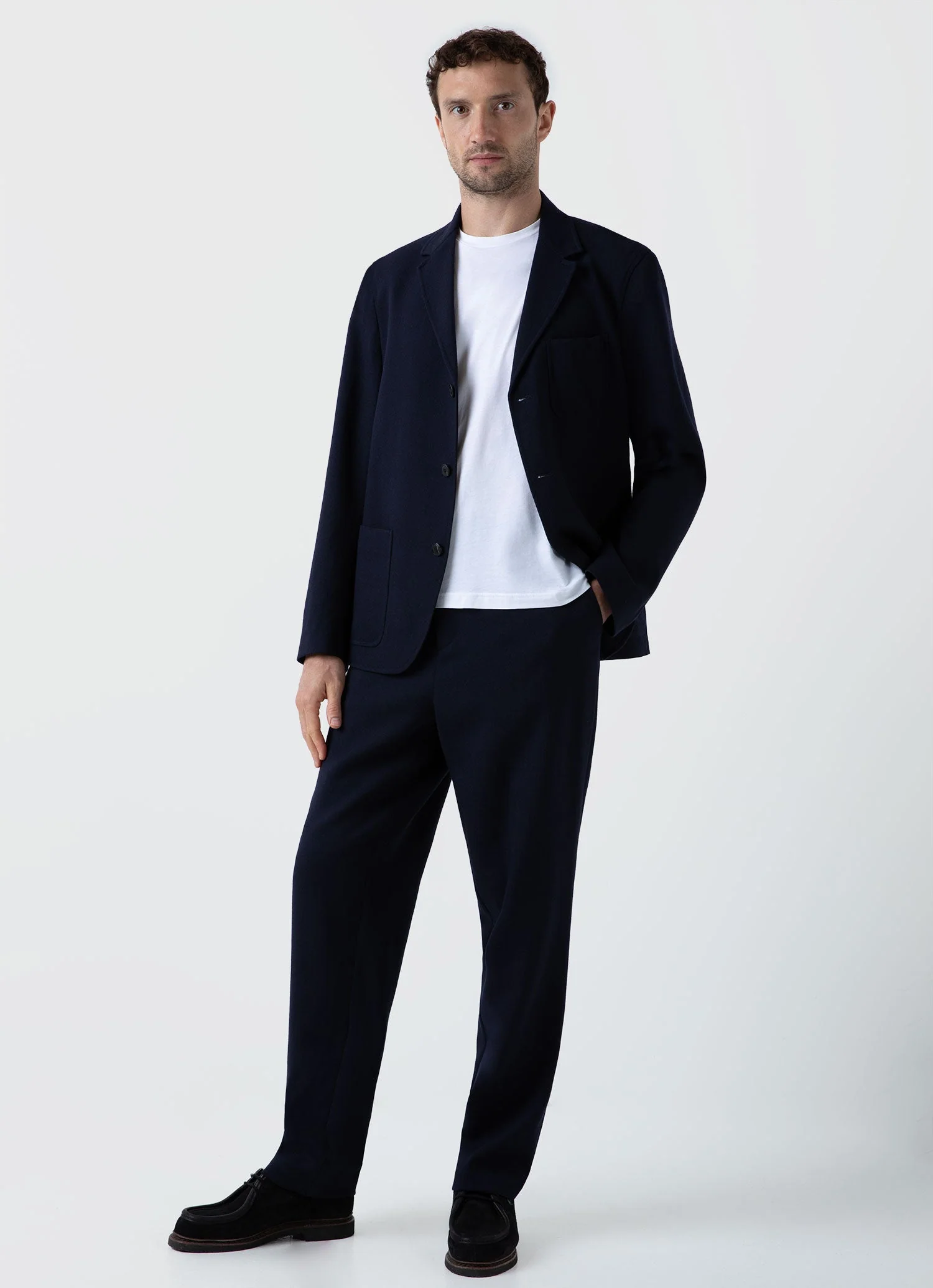 Men's Wool Twill Blazer in Dark Navy - Image 3