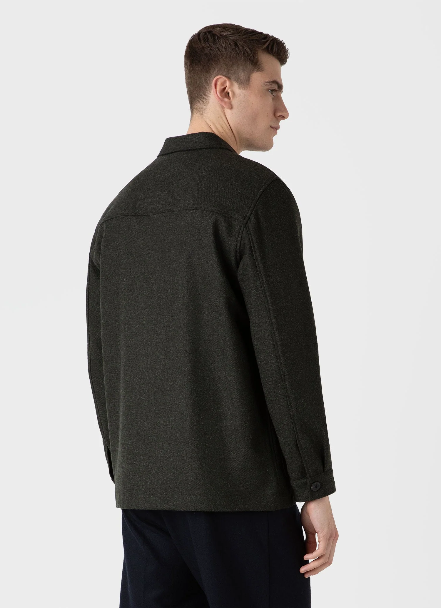 Men's Wool Twin Pocket Jacket in Drill Green - Image 5