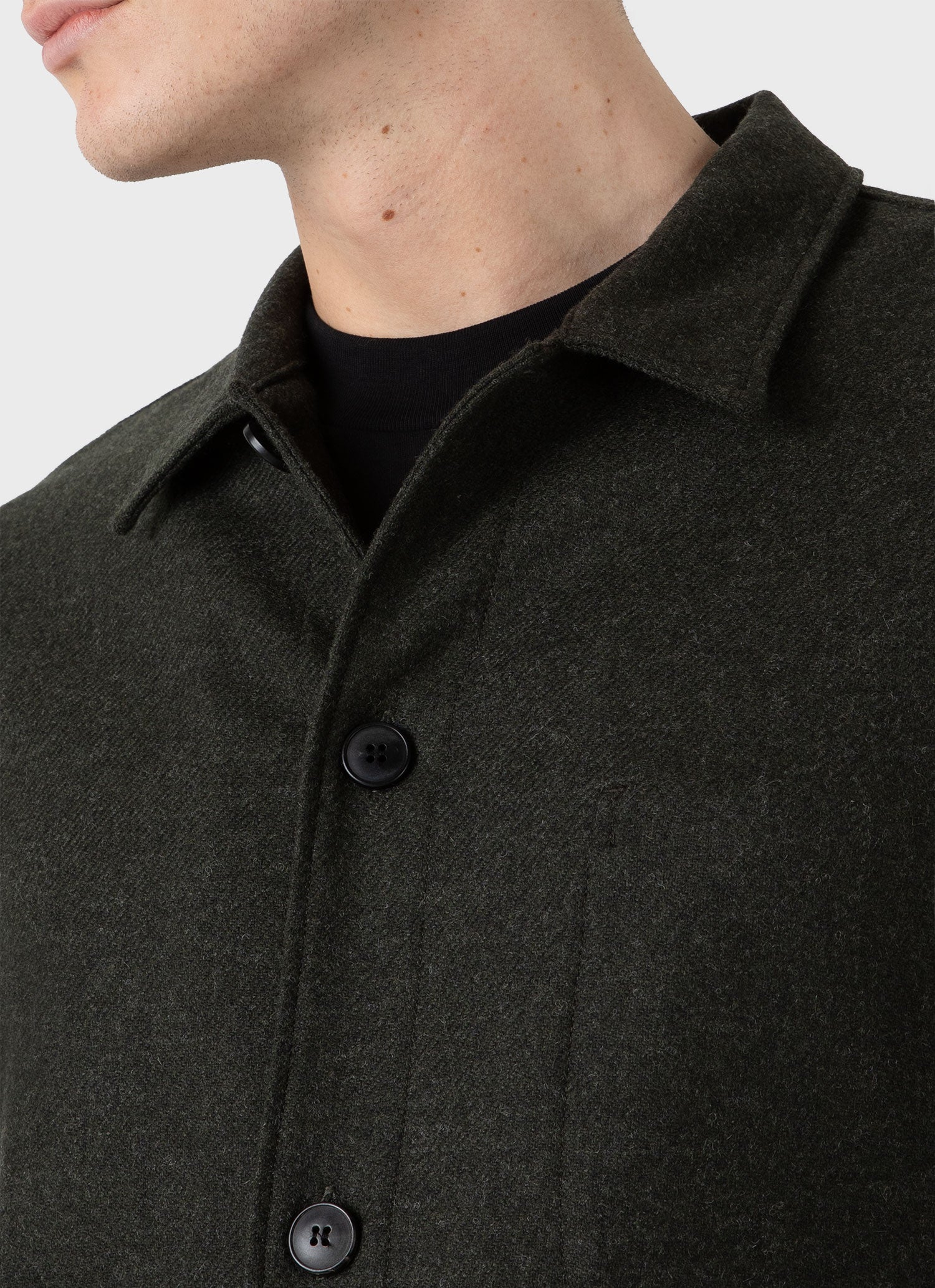 Men's Wool Twin Pocket Jacket in Drill Green - Image 6