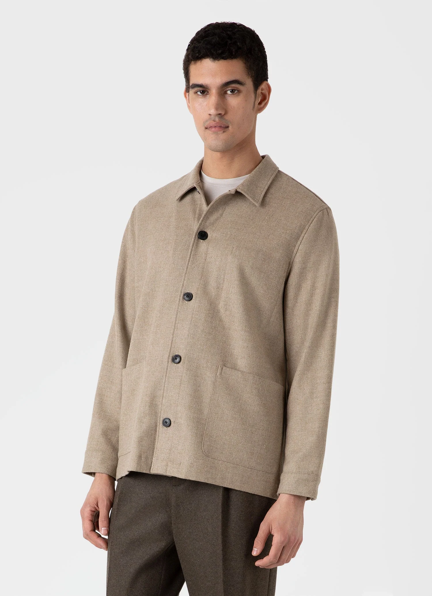 Men's Wool Twin Pocket Jacket in Sandstone - Image 2