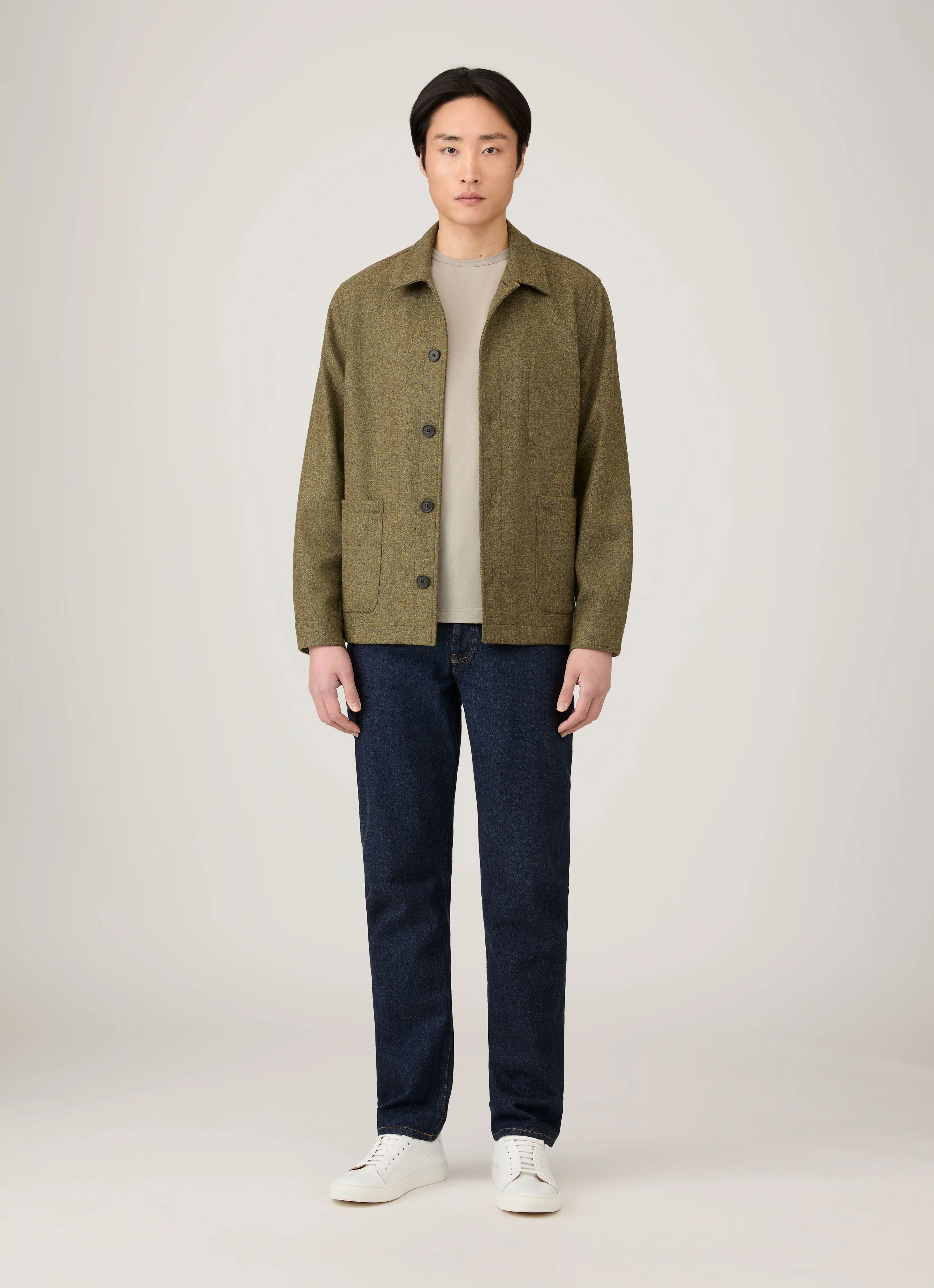 Men's Wool Twin Pocket Jacket in Sea Moss - Image 3