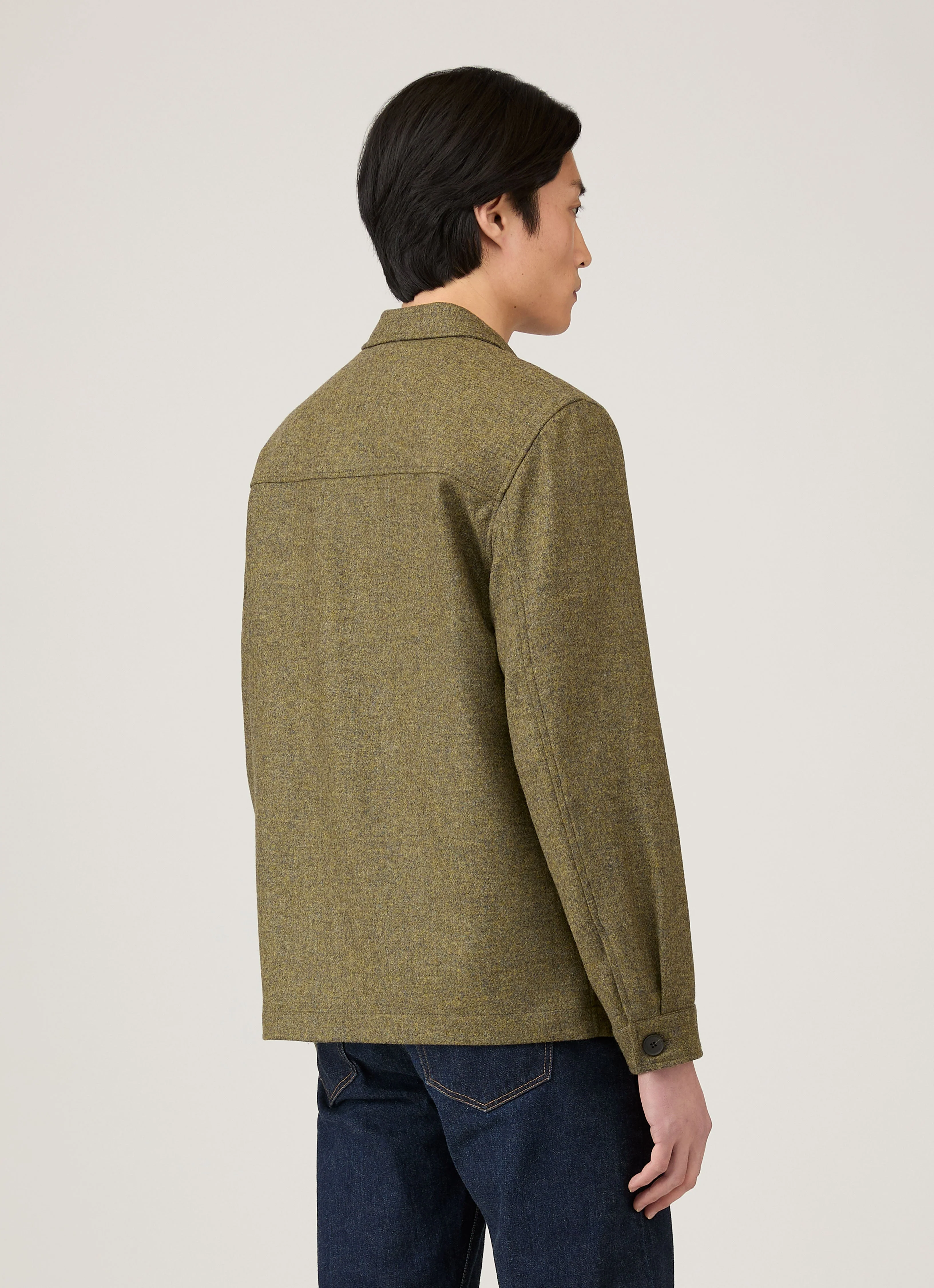 Men's Wool Twin Pocket Jacket in Sea Moss - Image 5