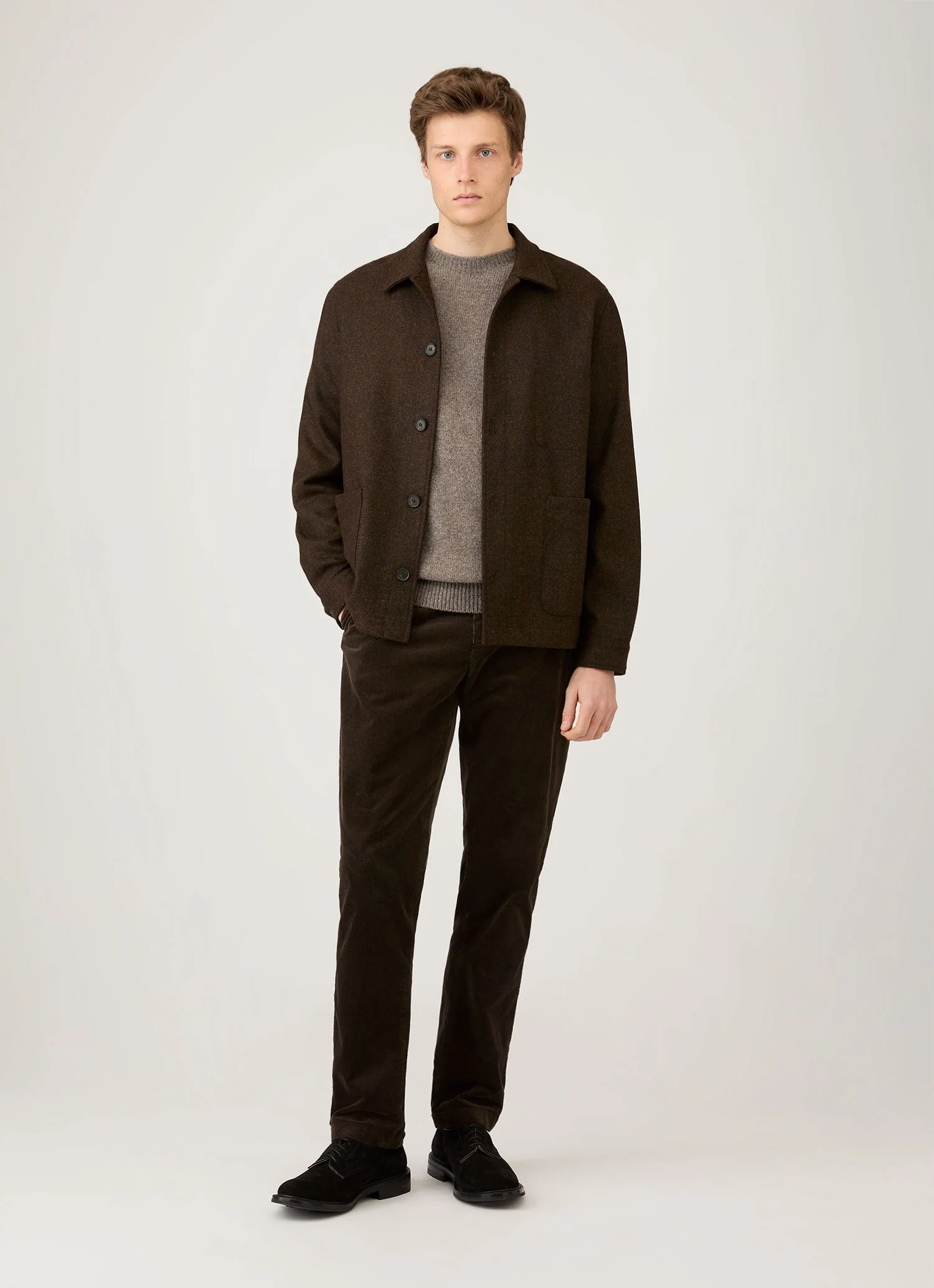 Men's Wool Twin Pocket Jacket in Truffle - Image 3