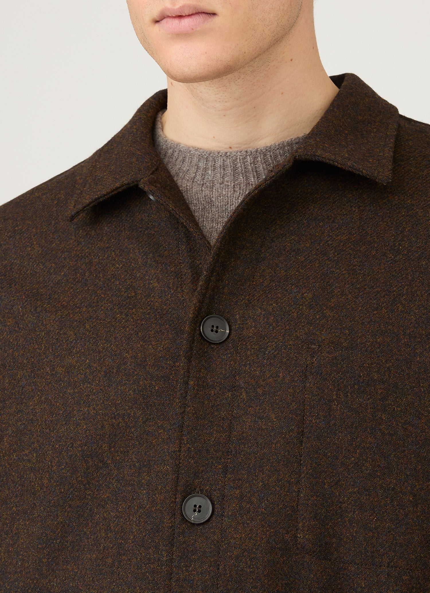 Men's Wool Twin Pocket Jacket in Truffle - Image 6