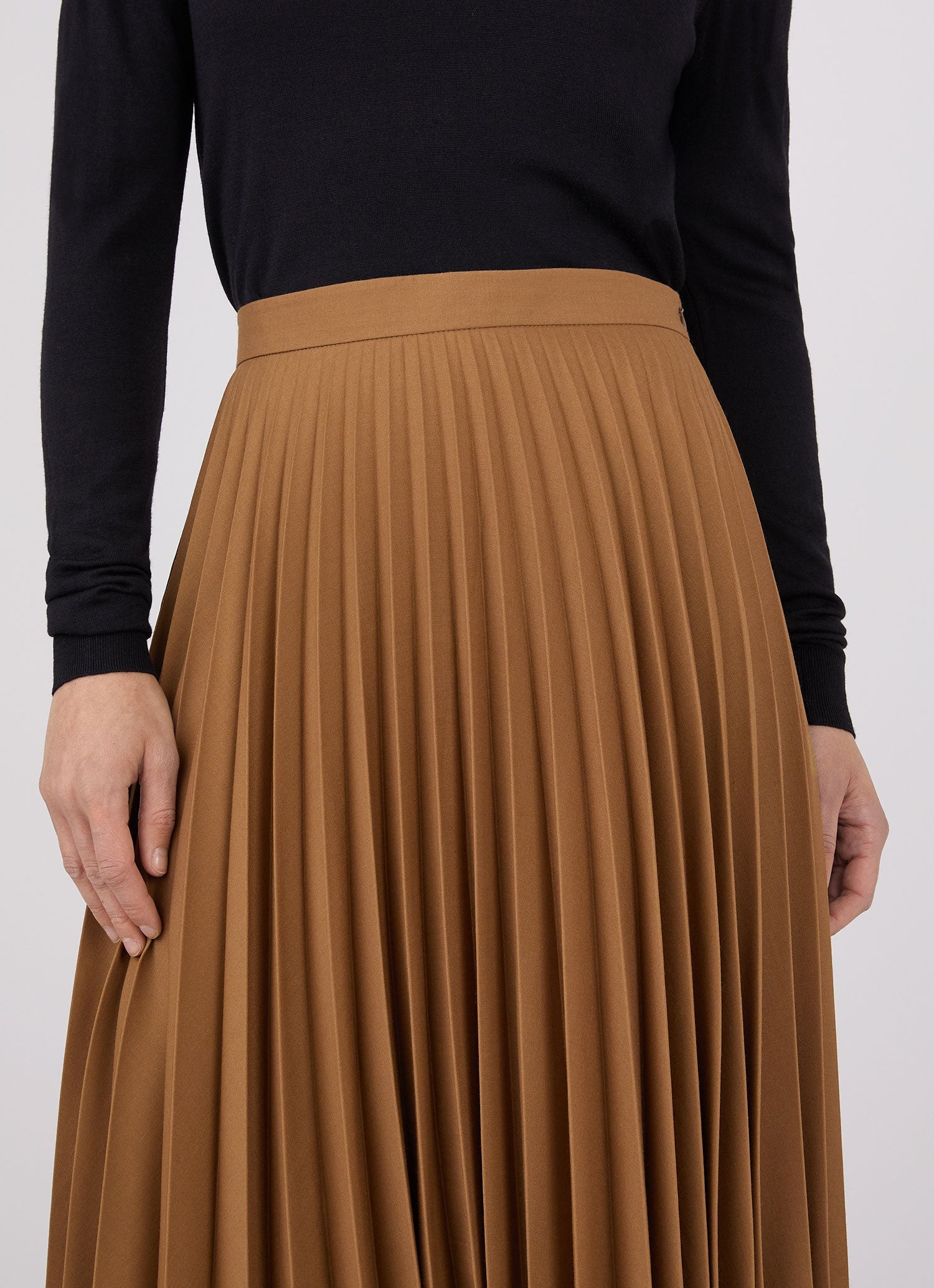 Women's Pleated Skirt in Dark Tan - Image 3