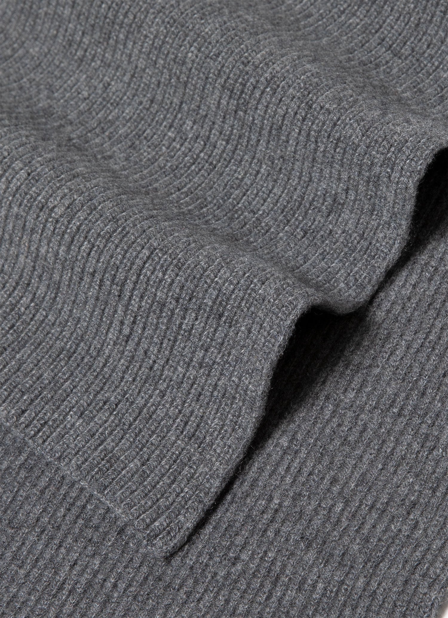 Cashmere Ribbed Scarf in Grey Melange - Image 2