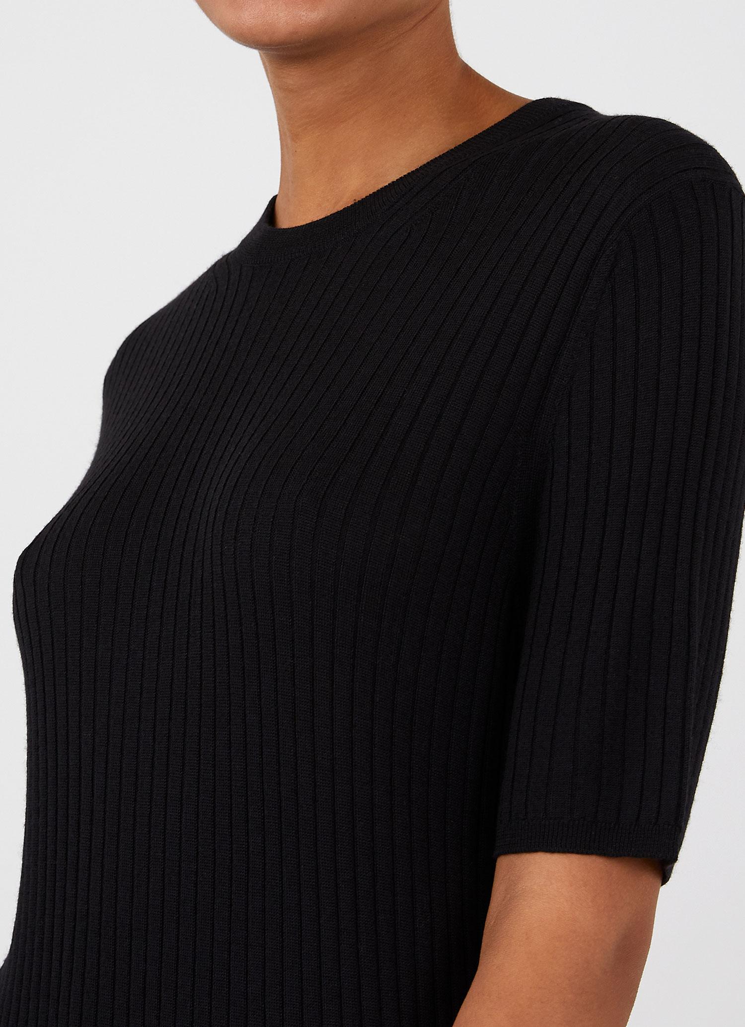 Women's Rib Crew Dress in Black - Image 4