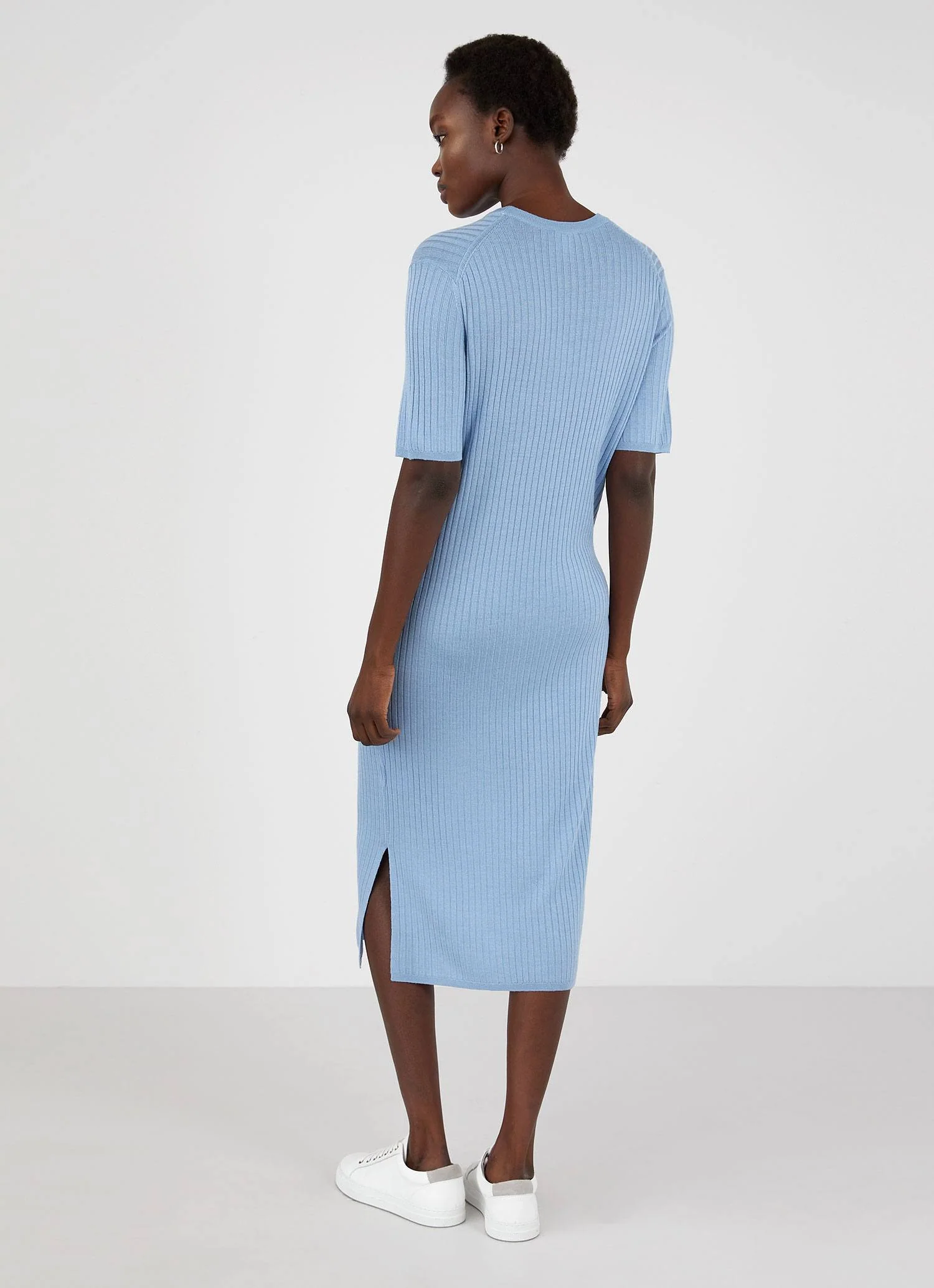 Women's Rib Crew Dress in Blue Mist - Image 3