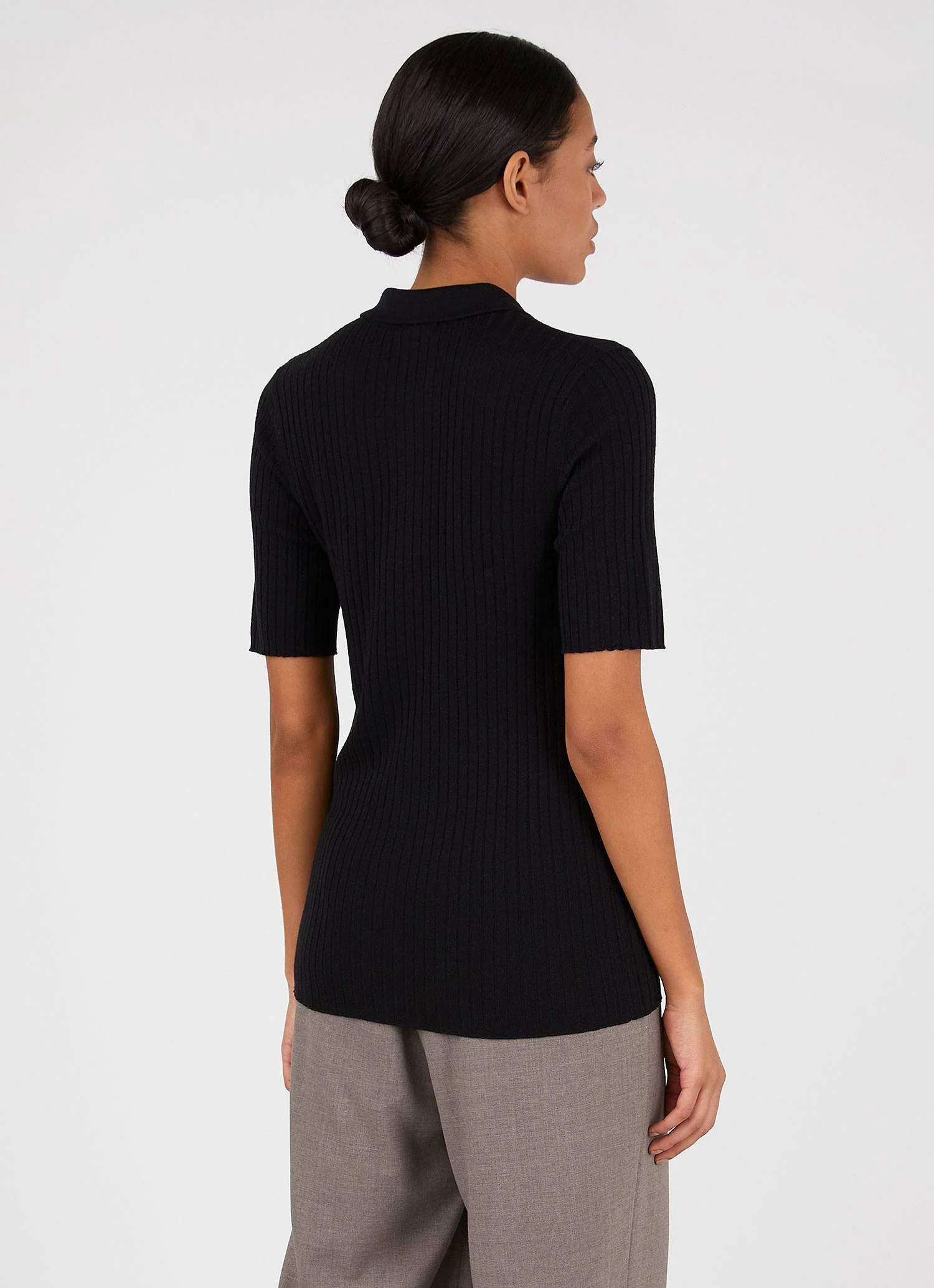Women's Merino Silk Polo in Black - Image 3