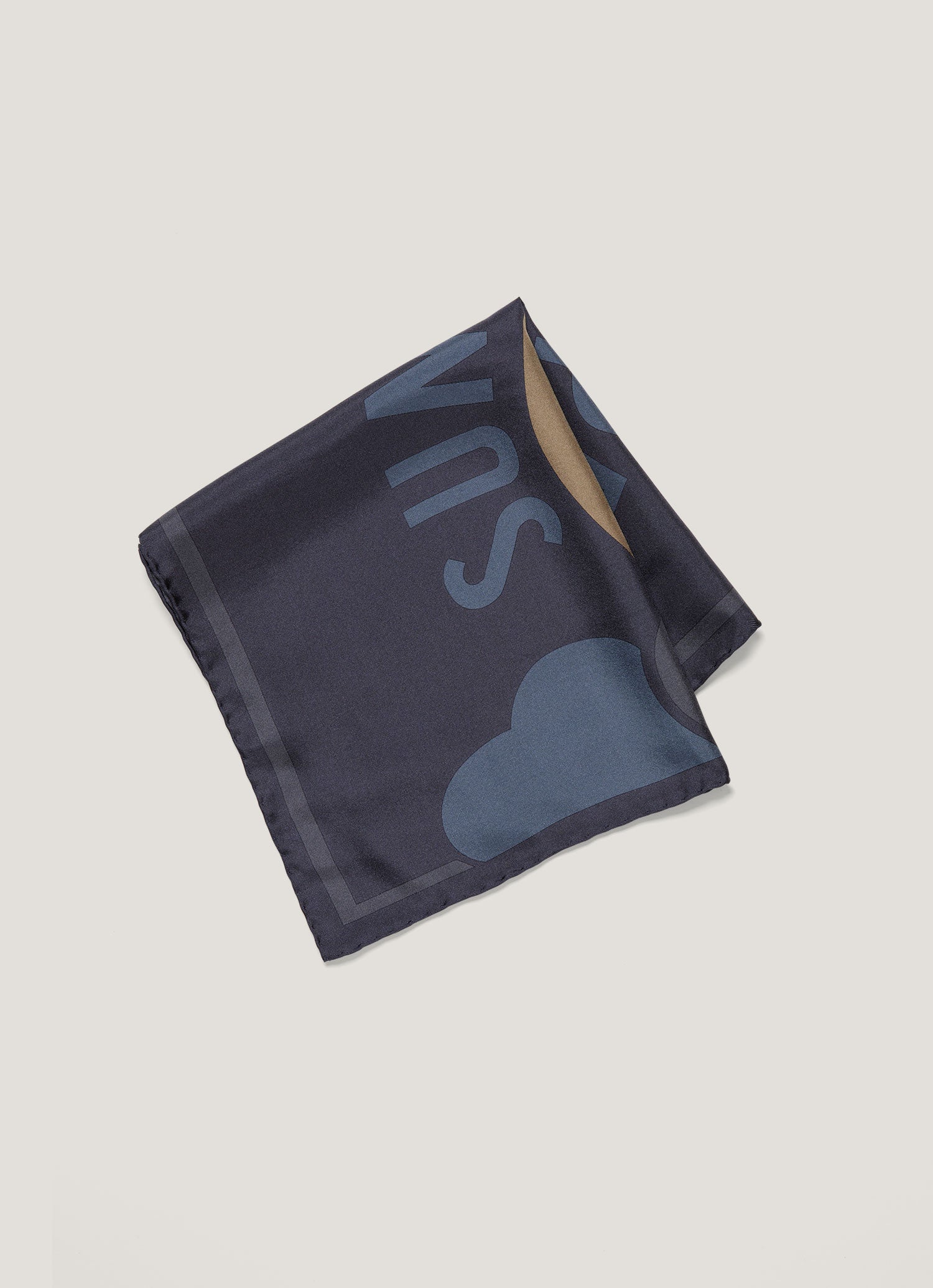 Silk Pocket Square in Navy/Slate Blue - Image 3