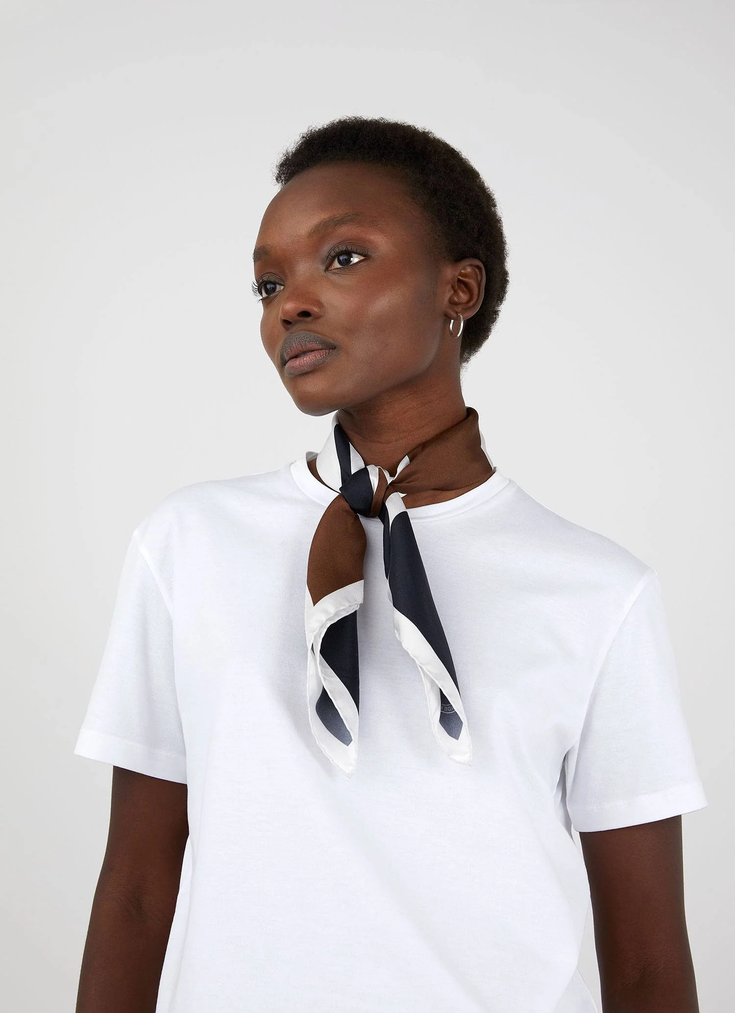 Women's Silk Scarf in Ecru/Mushroom/Navy/Polar Blue - Image 4
