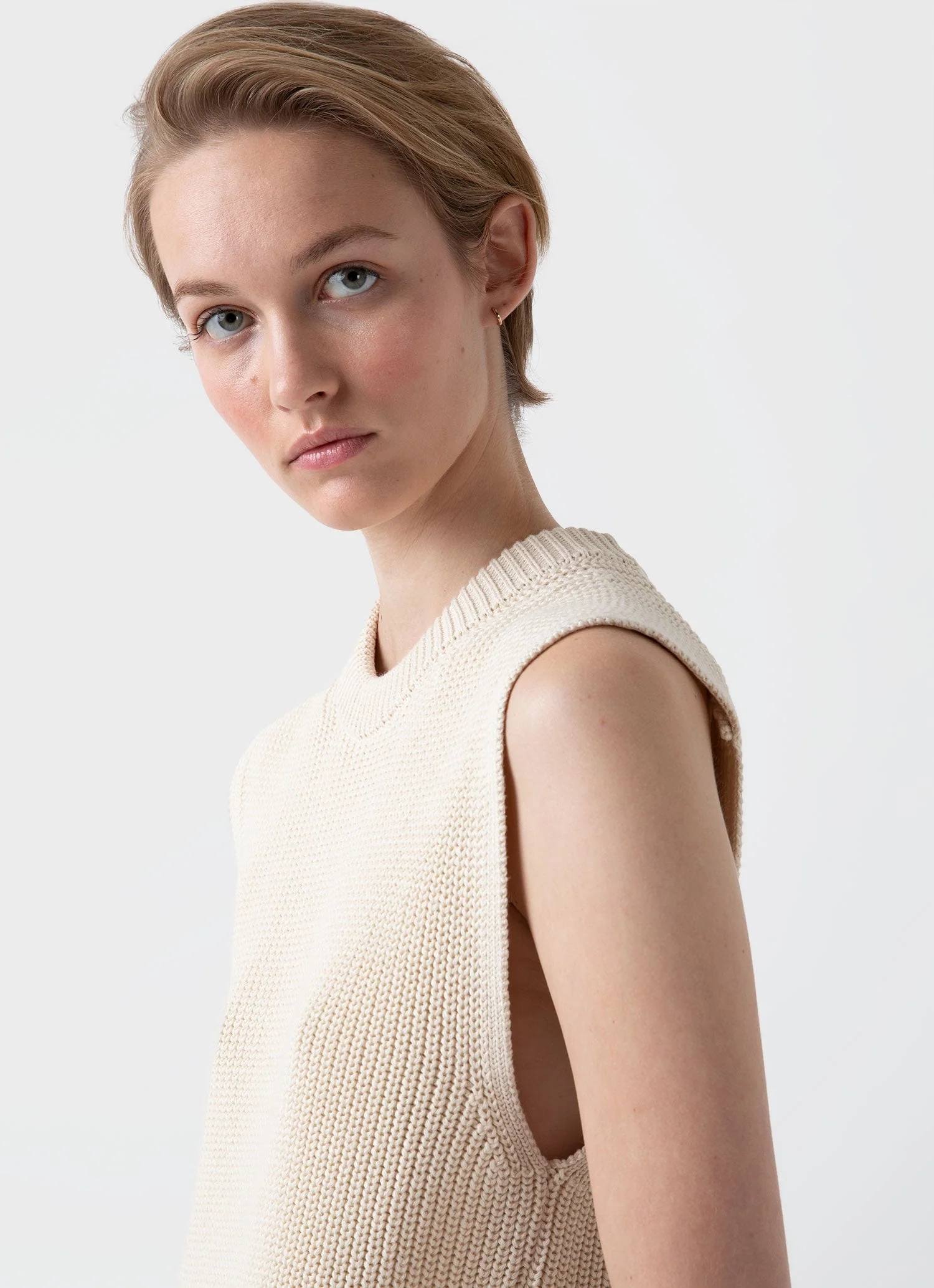 Women's Sleeveless Jumper in Ecru - Image 2