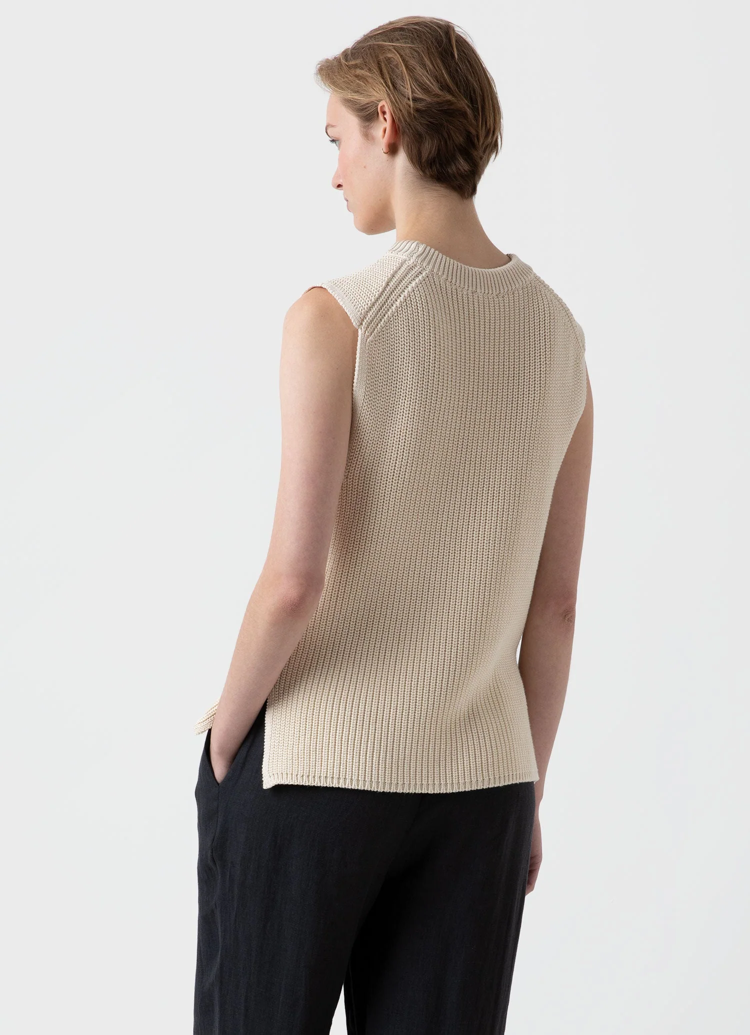 Women's Sleeveless Jumper in Ecru - Image 4