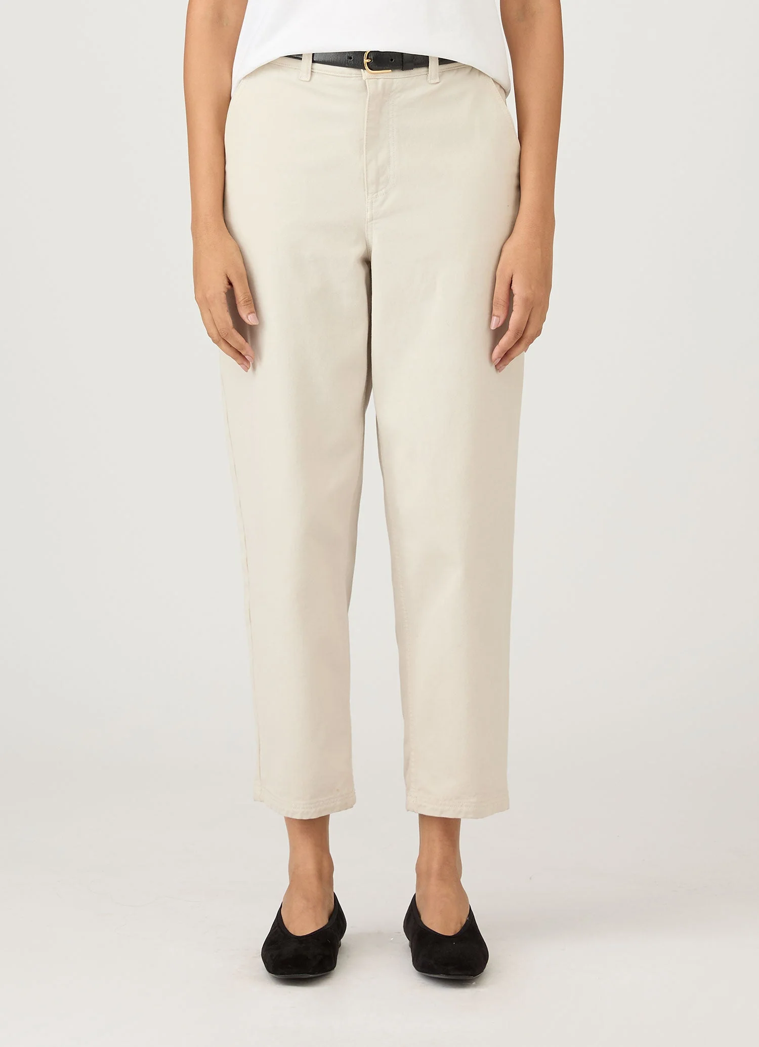 Women's Cotton Tapered Trouser in Chalk