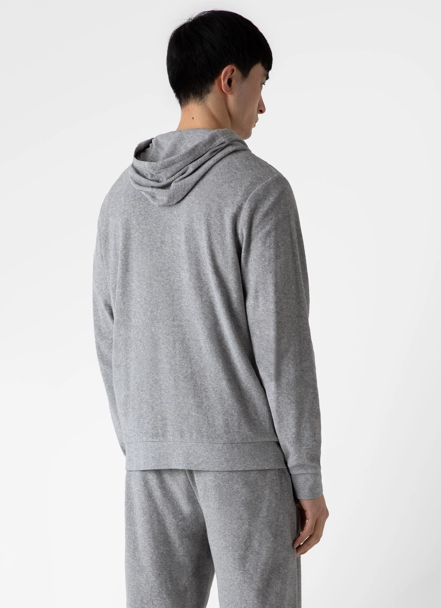 Men's Towelling Hoodie in Grey Melange - Image 4