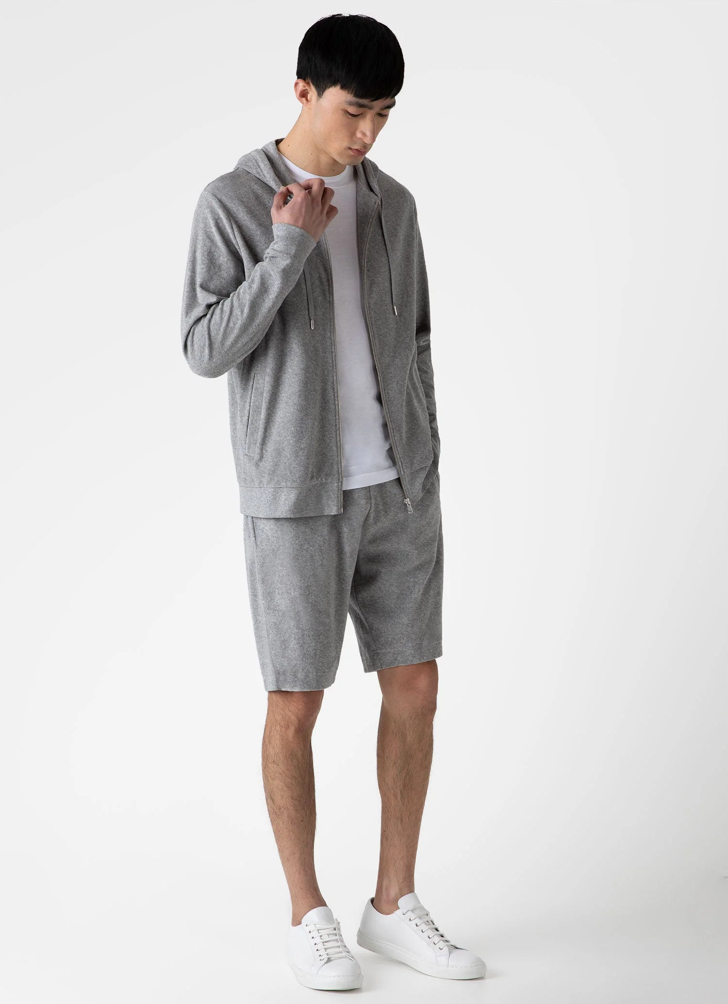Men's Towelling Short in Grey Melange - Image 2