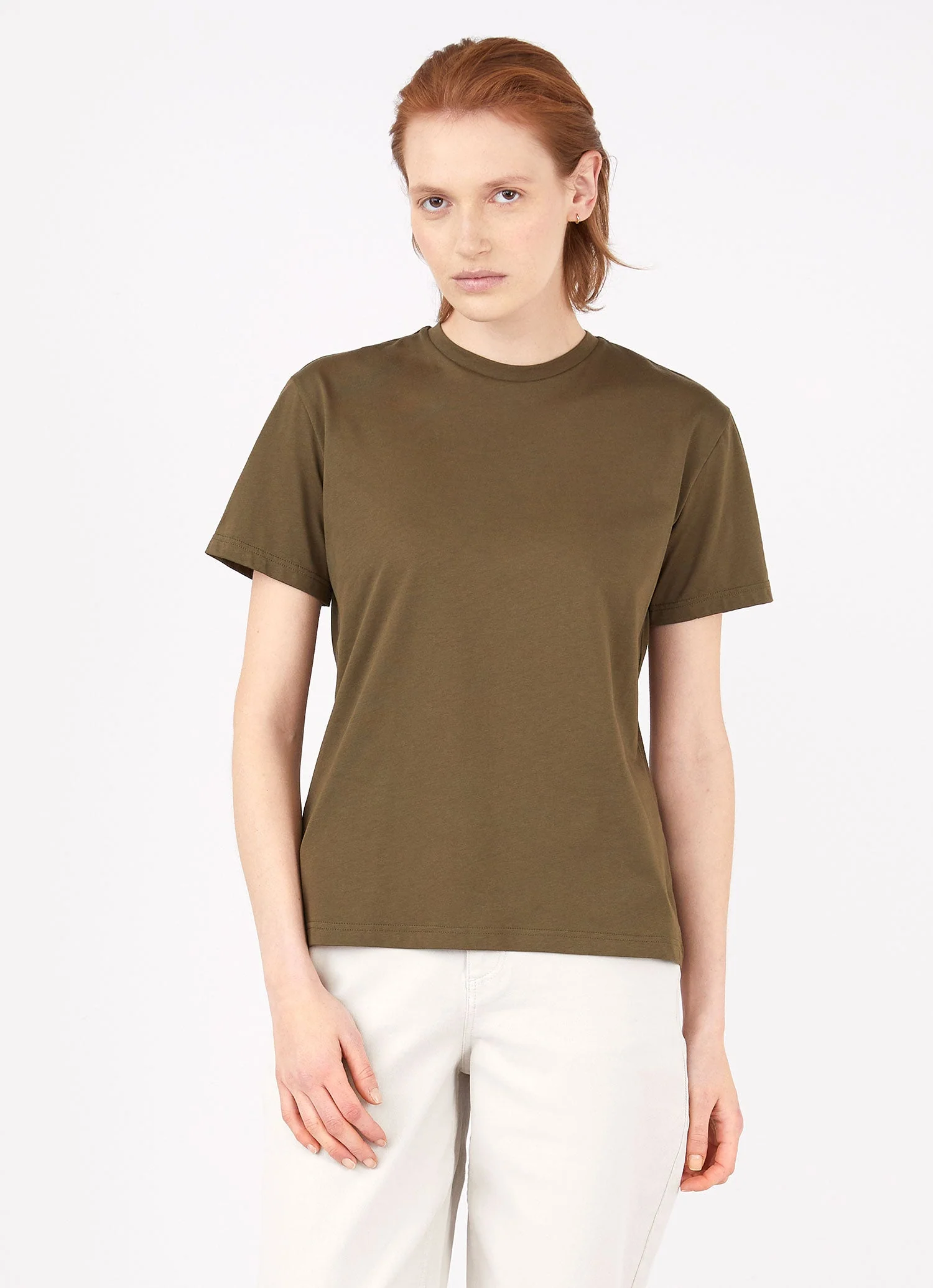 Women's Boy Fit T-shirt in Dark Moss - Image 3