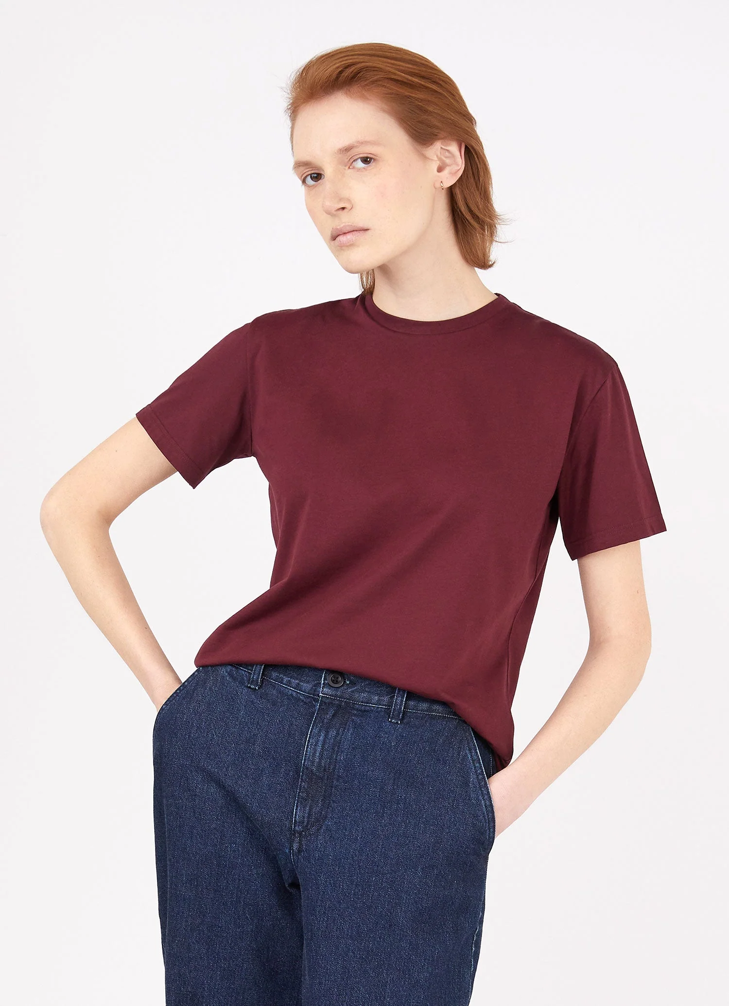 Women's Boy Fit T-shirt in Port - Image 2