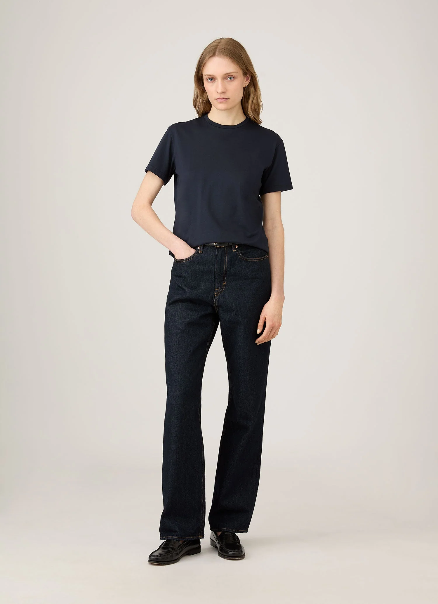 Women's Boy Fit T-shirt in Midnight Navy - Image 2