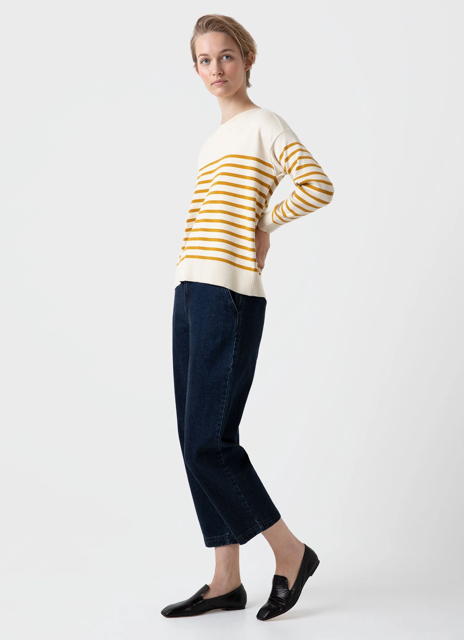 Women's Breton Stripe Jumper in Ecru/Cider - Image 3