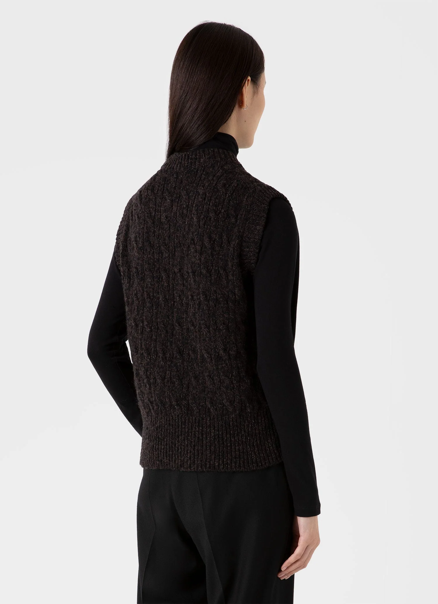 Women's Cable Knit Vest in Coffee Twist - Image 3