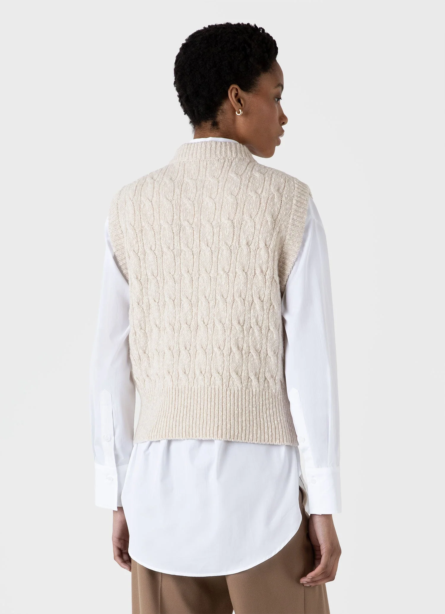 Women's Cable Knit Vest in Ecru - Image 3