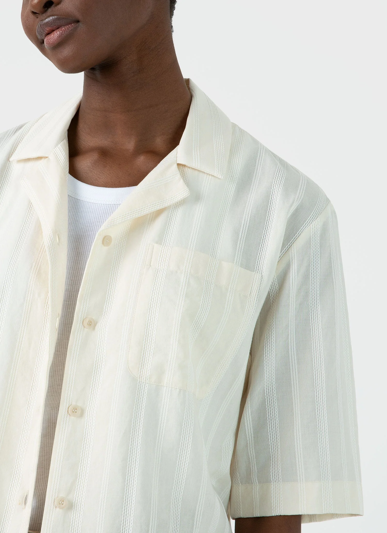 Women's Camp Collar Shirt in Ecru - Image 3