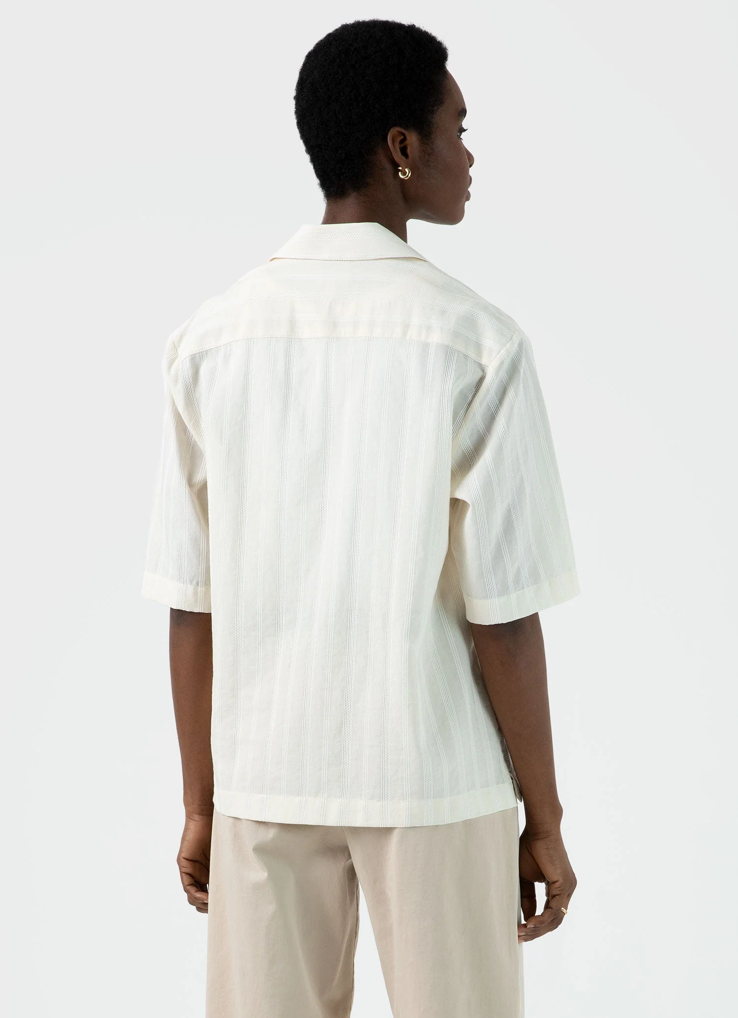 Women's Camp Collar Shirt in Ecru - Image 4