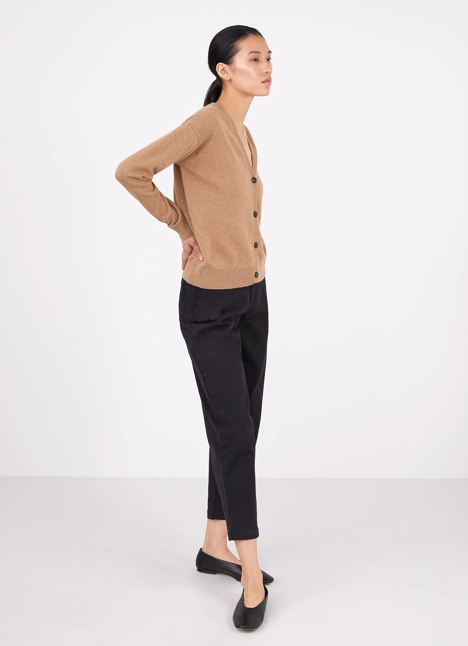 Women's Cashmere Boxy Cardigan in Camel - Image 3