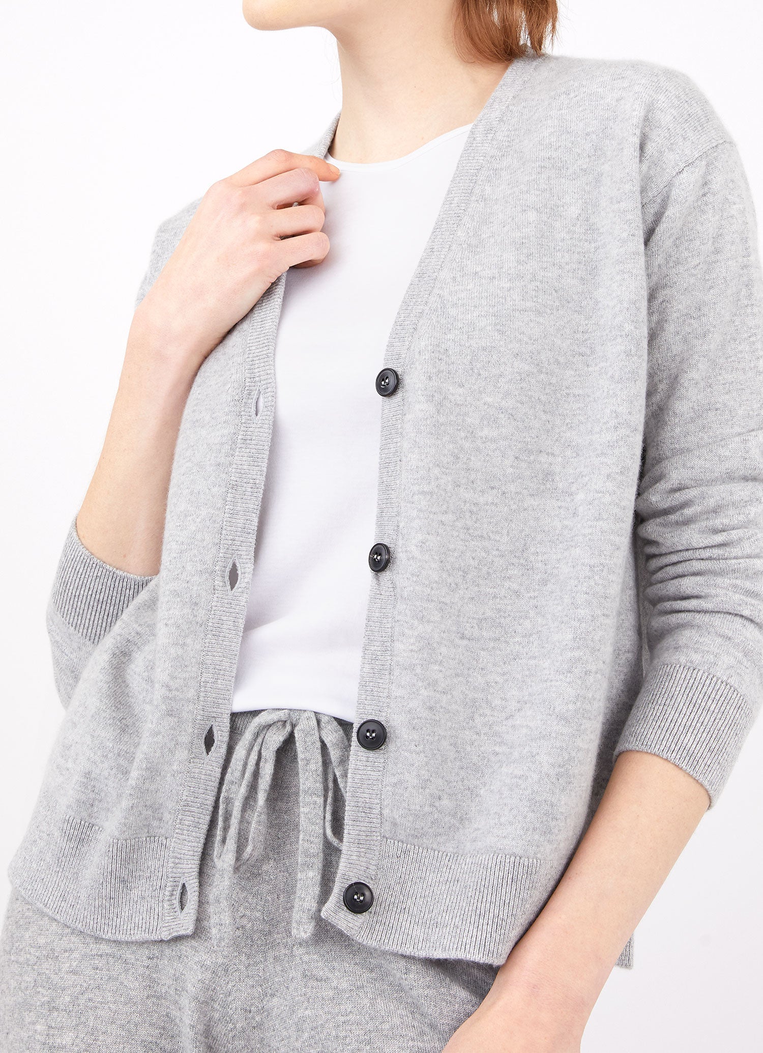 Women's Cashmere Boxy Cardigan in Grey Melange - Image 2