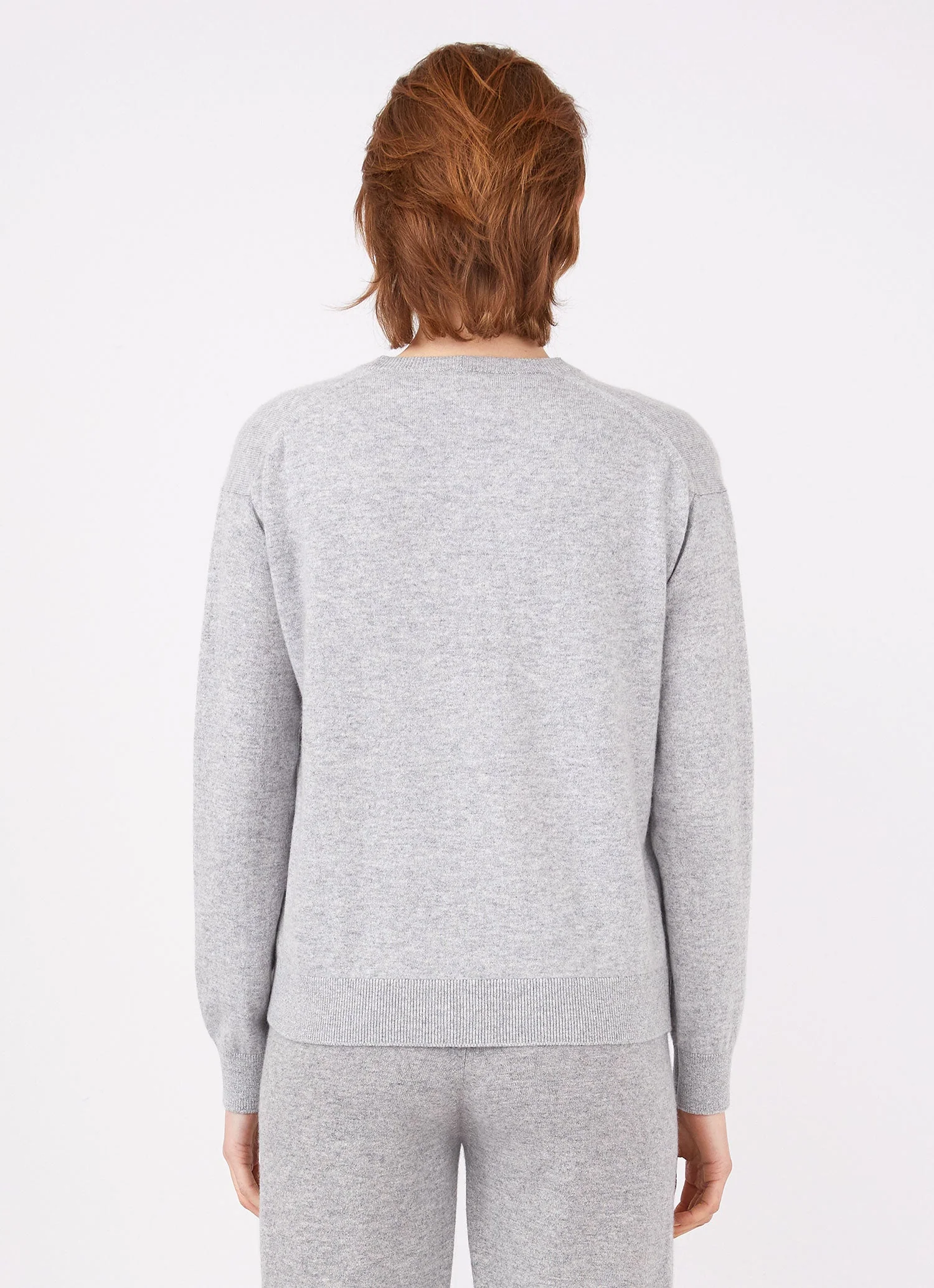 Women's Cashmere Boxy Cardigan in Grey Melange - Image 4